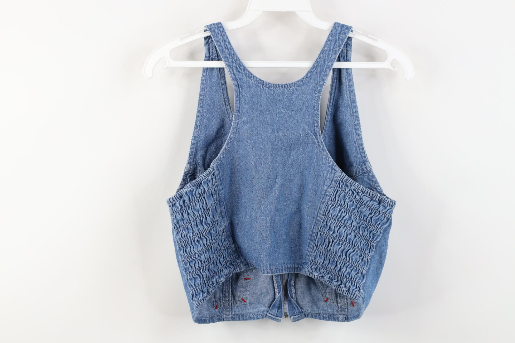 Vintage Vintage 90s Y2K Babydoll Front Zip Denim Jean Bra Shirt Blue Size L / US 10 / IT 46 - 11 Thumbnail