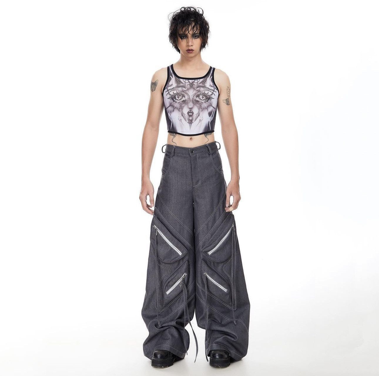 Designer Lalune Calypso Baggy Cargo Jeans Size US 34 / EU 50 - 1 Thumbnail