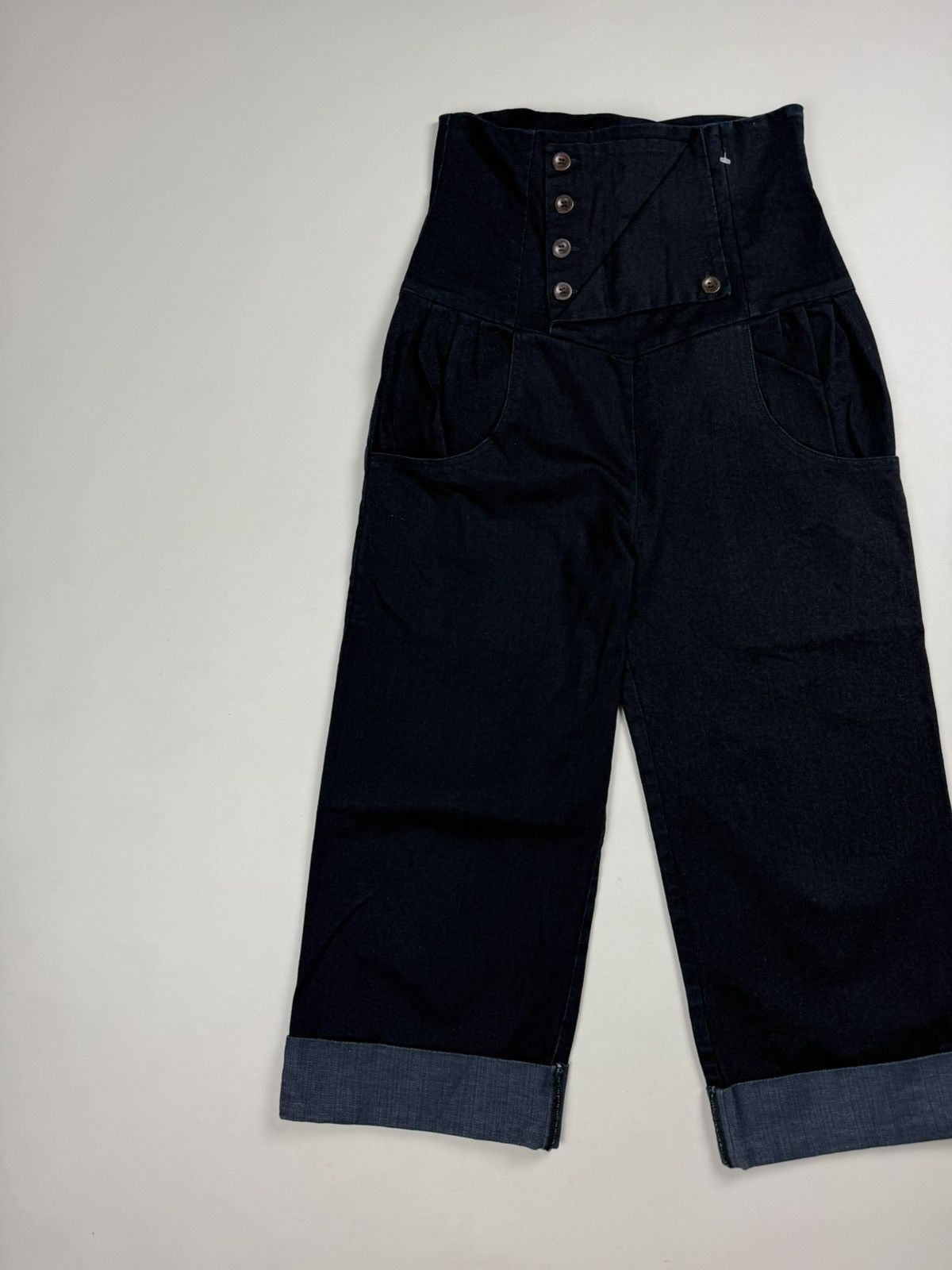 Other Burfitt Avant-Garde High Waist Buckle Back Cropped Jeans Size 30" / US 8 / IT 44 - 2 Thumbnail