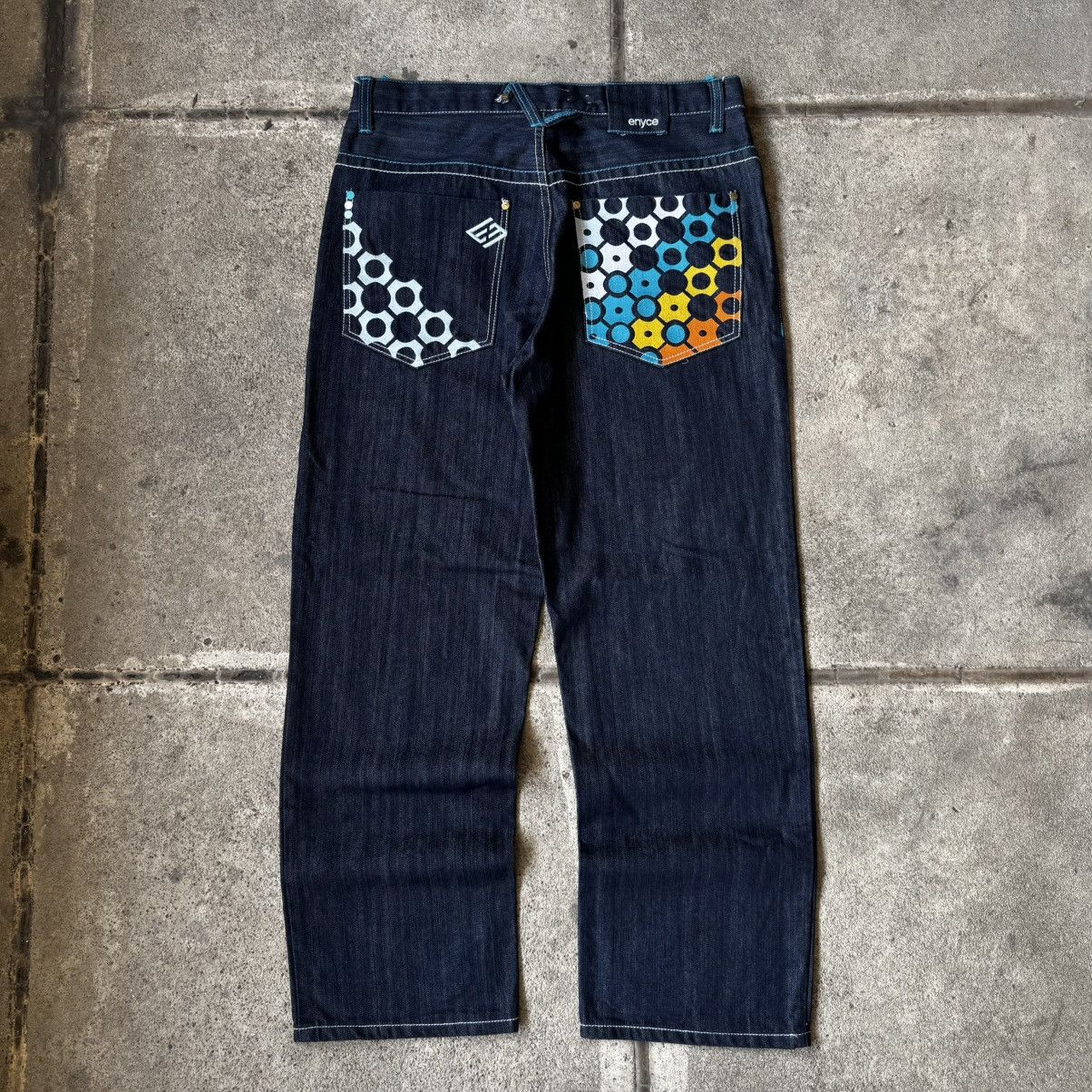 Enyce BAGGY VINTAGE Y2K ENYCE HEX STYLE EMBROIDERED DENIM JEANS Size US 34 / EU 50 - 1 Thumbnail