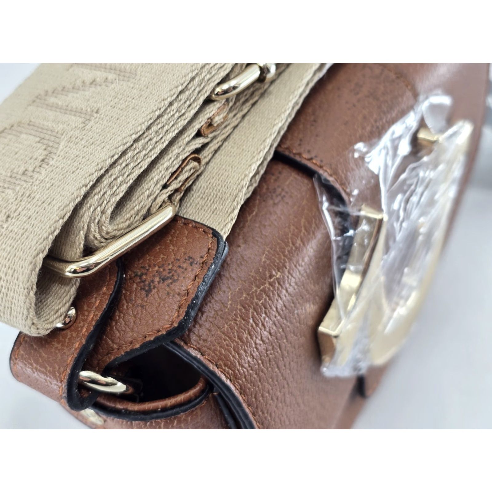 True Religion NWT True Religion Mini Flap Crossbody Bag Cognac Horseshoe Purse - Minor Flaw Dinosaur? Size ONE SIZE - 5 Thumbnail