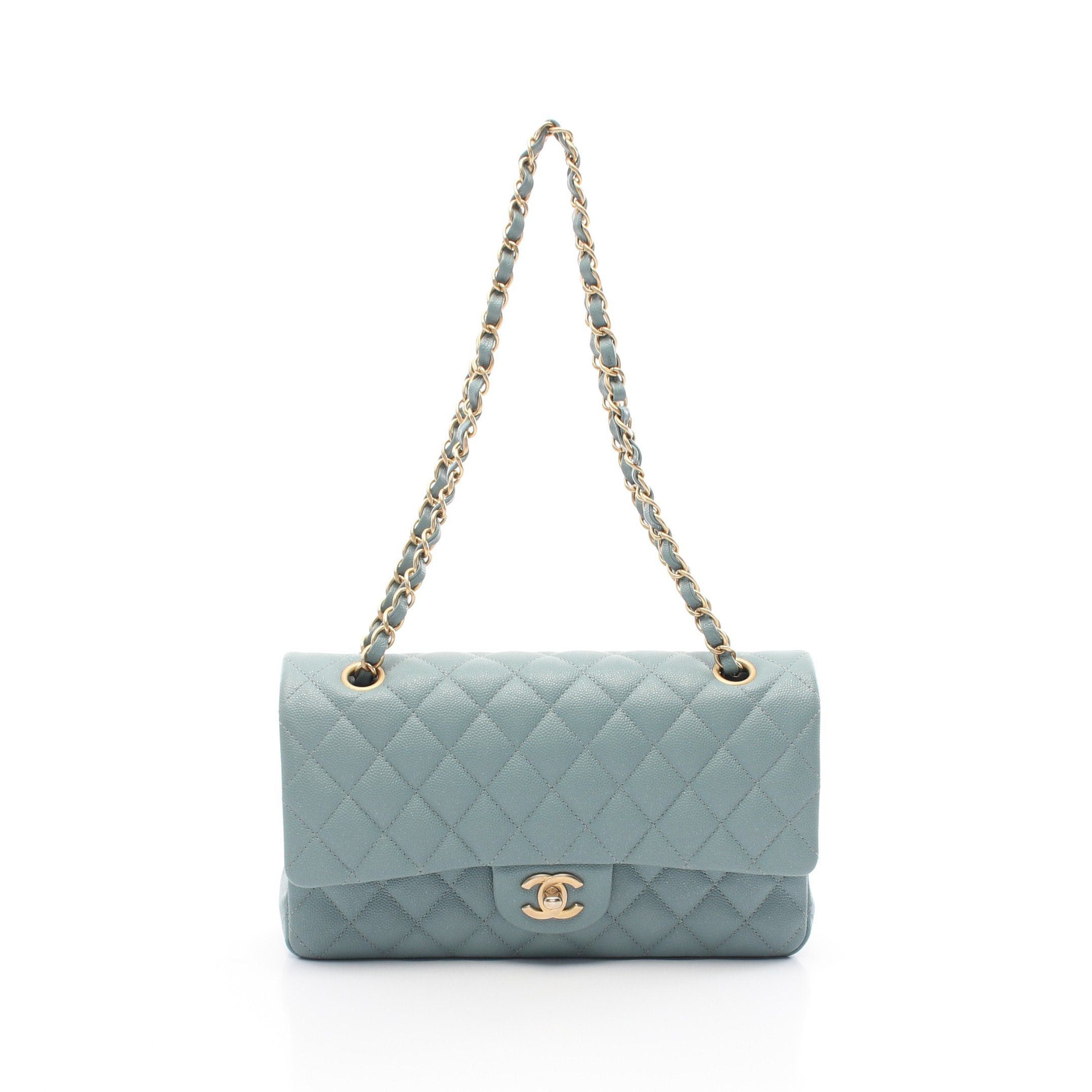 Chanel Chanel Matelasse Double Flap Chain Shoulder Bag Caviar Skin Blue Gray Gold Hardware Lame Processing Size ONE SIZE - 1 Thumbnail