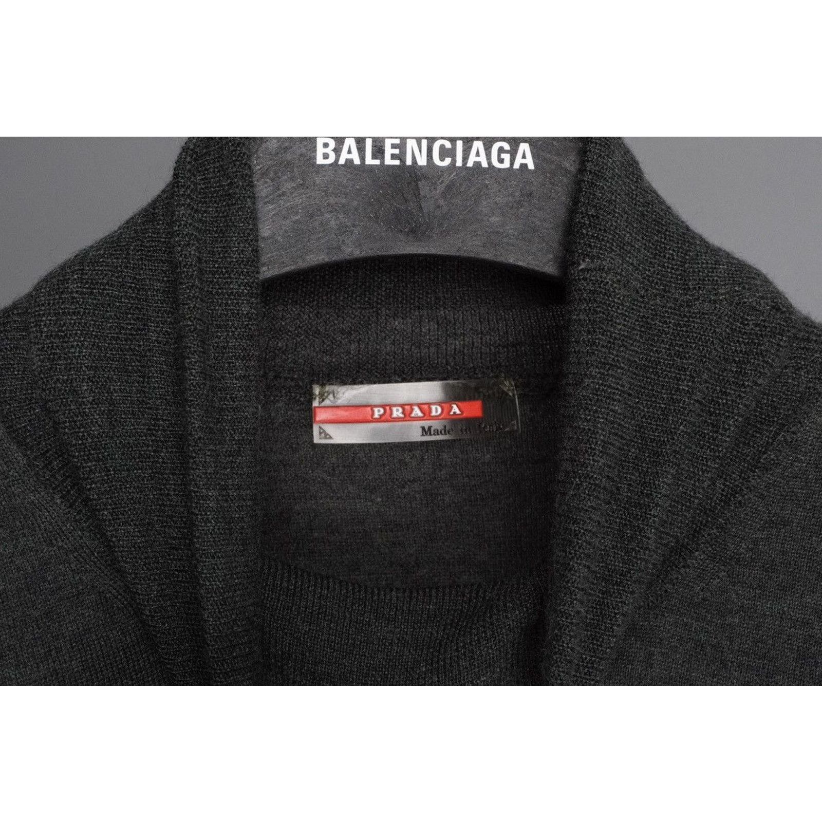 Prada Prada red tab logo grey knit turtleneck sweater Size US XL / EU 56 / 4 - 5 Thumbnail