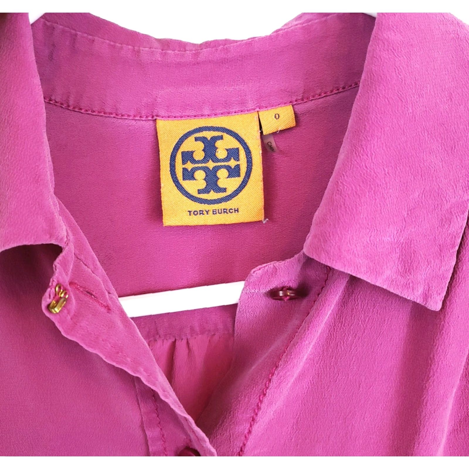 Tory Burch VINTAGE Tory Burch Blouse Womens Size 0 Silk Button Up Long Sleeve Pink Designer Shirt Size XS / US 0-2 / IT 36-38 - 7 Thumbnail