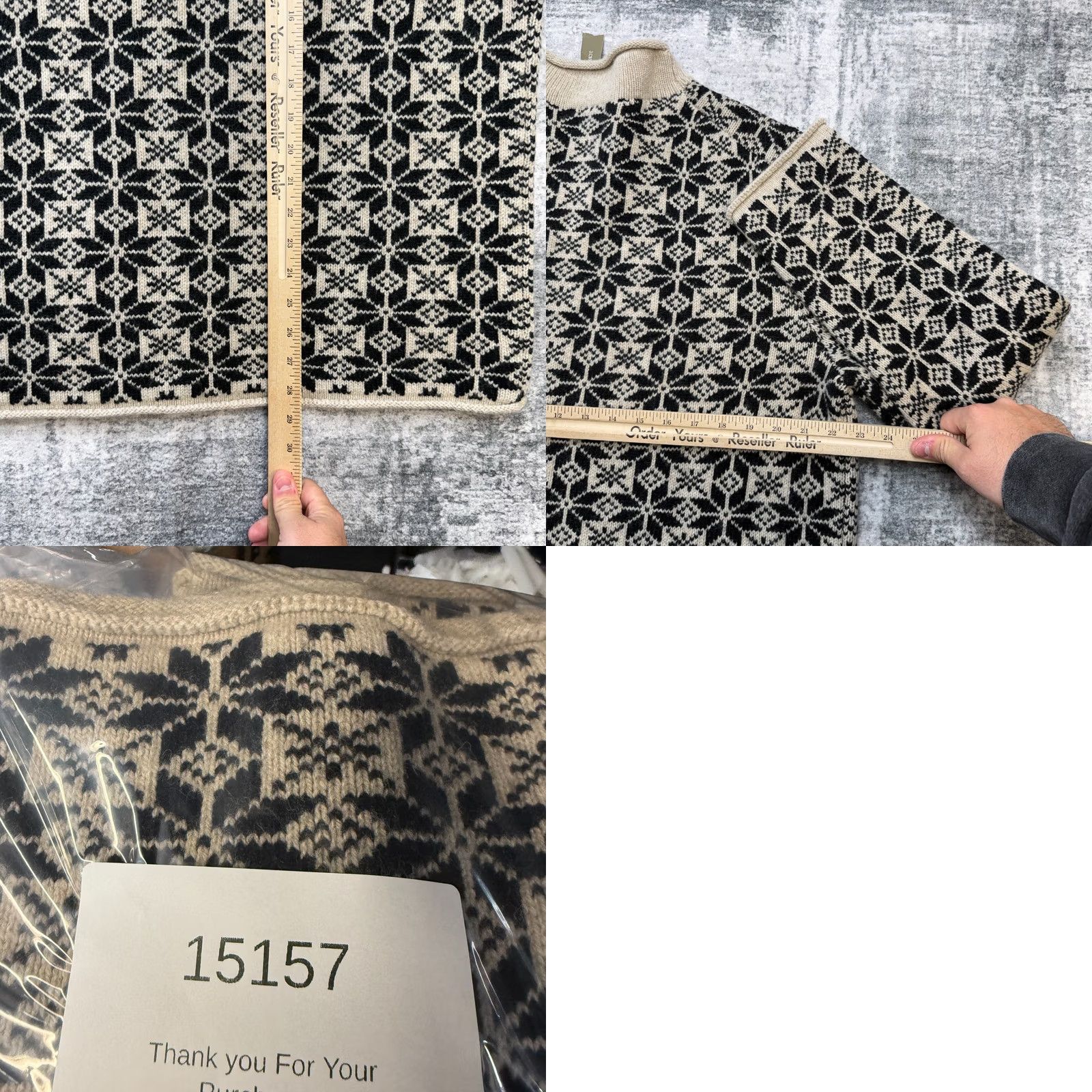 J.Crew J Crew Sweater Men Large Roll Neck Beige Black Fair Isle Snowflake Lambswool NEW Size US L / EU 52-54 / 3 - 8 Thumbnail