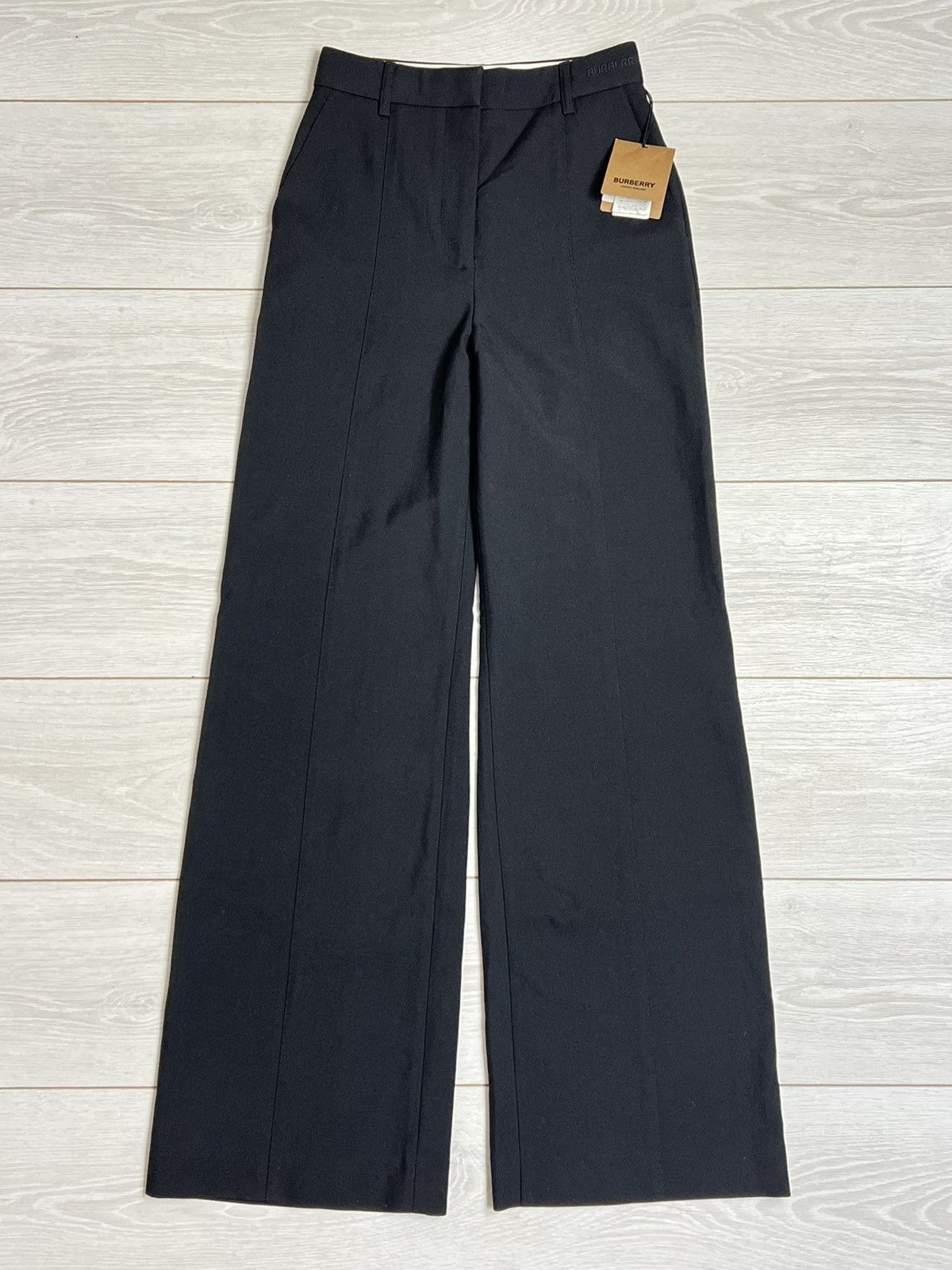 Burberry Burberry Laurel Wide-Leg Wool Trousers Black Logo Size 25" / US 0 / IT 36 - 1 Thumbnail