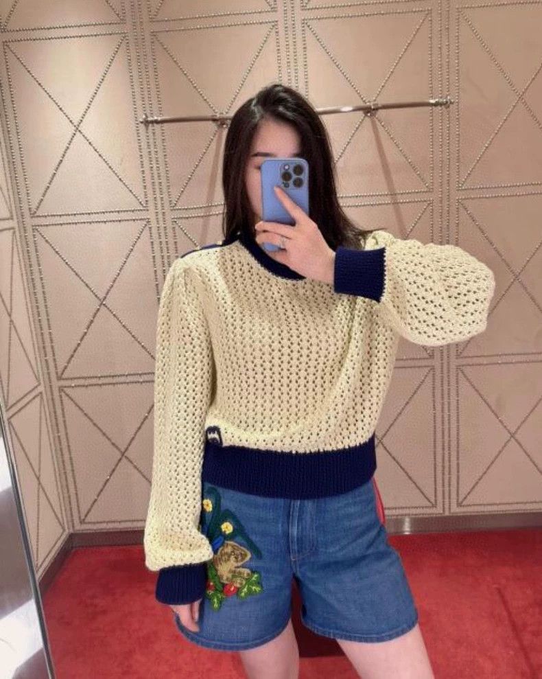 Gucci Gucci Beige mesh knitted sweater 2502-Nextarrow Size US S / EU 44-46 / 1 - 9 Thumbnail