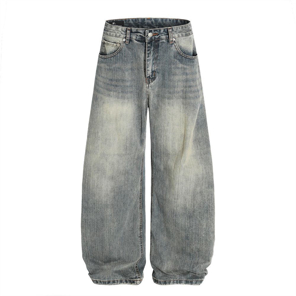 Japanese Brand × Jean Heavy washed loose wide-leg distressed scimitar jeans Size US 32 / EU 48 - 1 Thumbnail