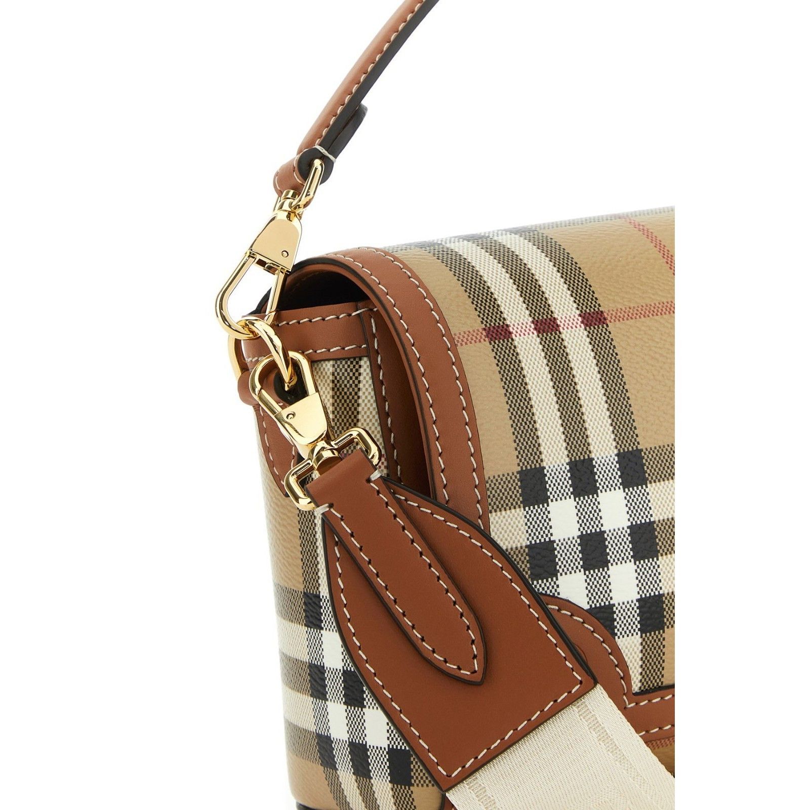 Burberry Burberry Note Check Beige Brown Canvas Crossbody Bag New Size ONE SIZE - 4 Thumbnail