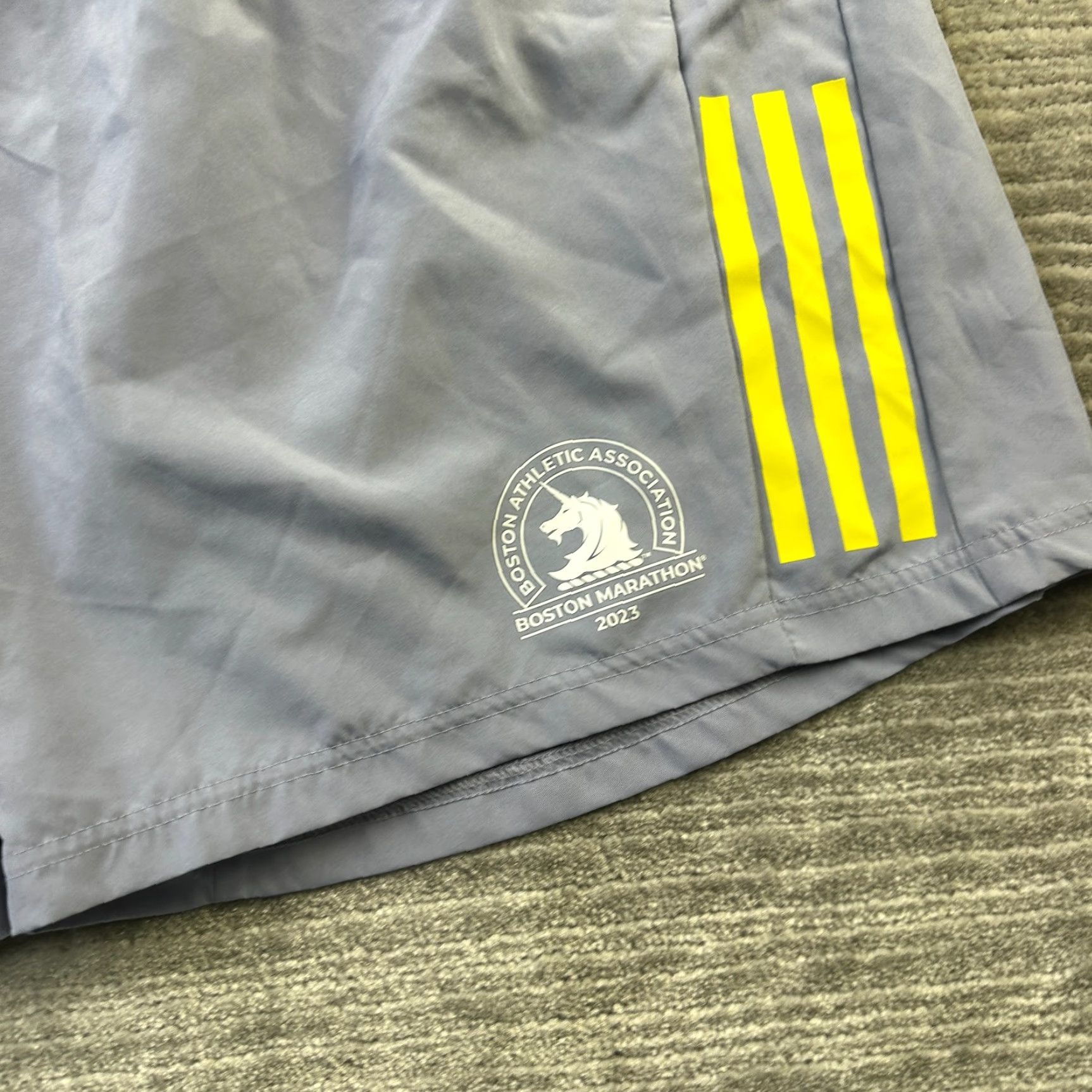Adidas Adidas Shorts XL Blue Lined 7" Running Boston Marathon 2023 Men's Regular Athletic Breathable Pockets Drawstring Lightweight Size US 36 / EU 52 - 4 Thumbnail
