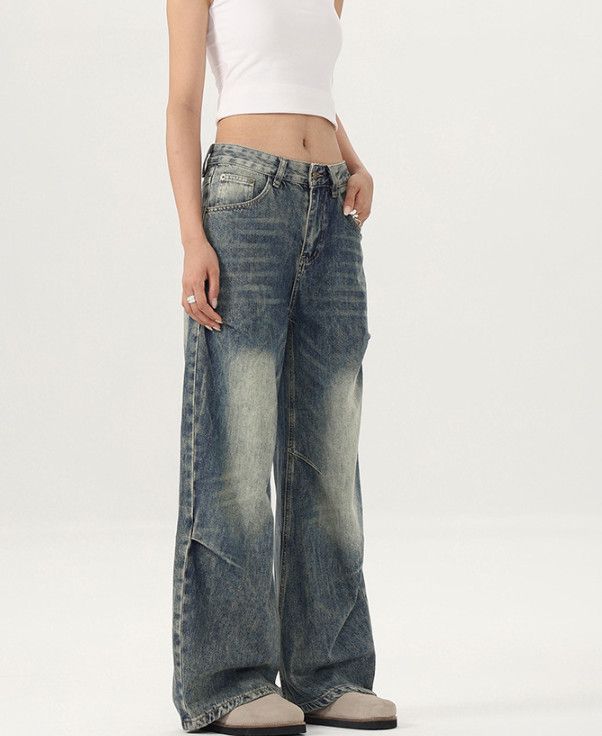 Vintage American straight distressed men's retro loose baggy jeans Size US 32 / EU 48 - 3 Thumbnail