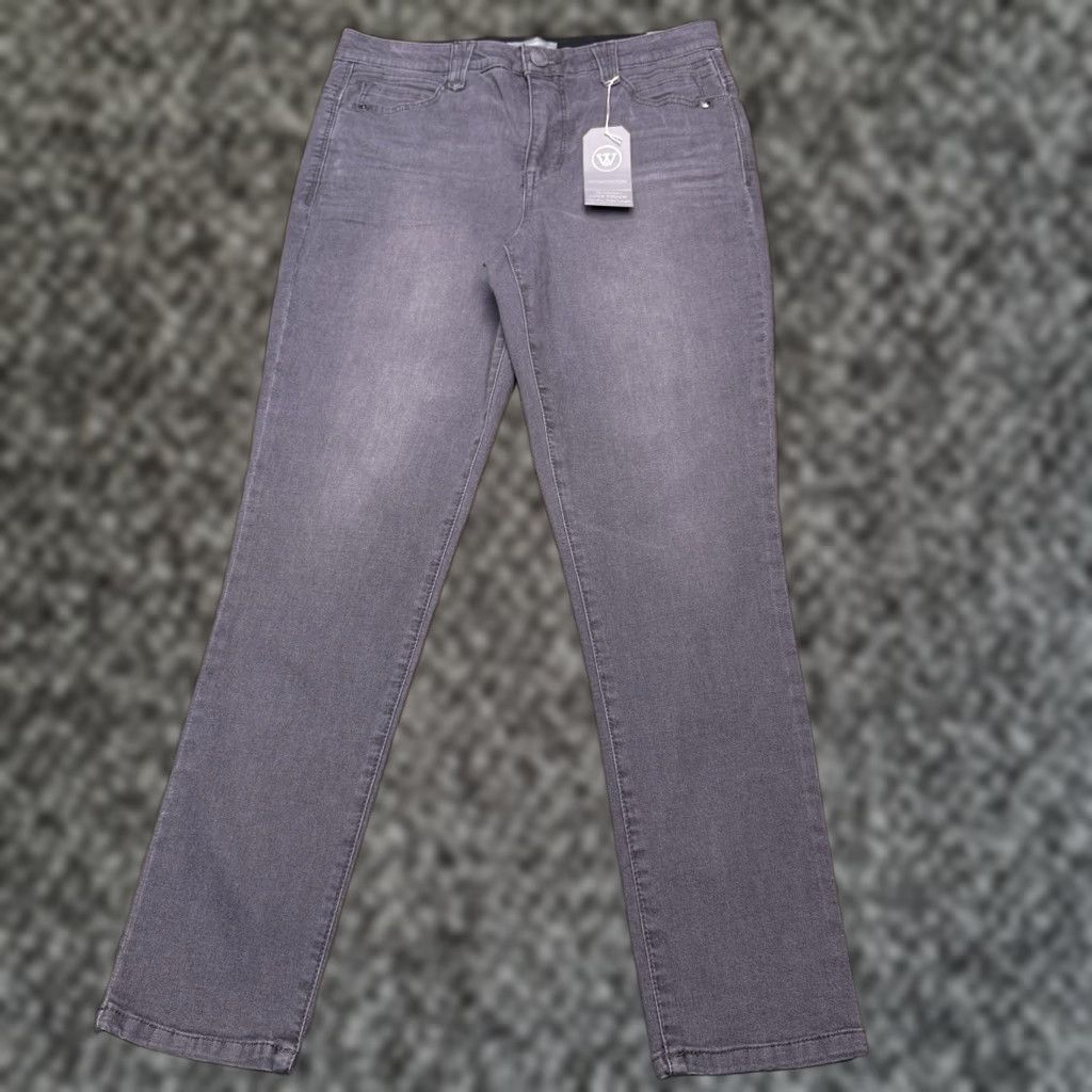 Vintage Wit & Wisdom Jeans Womens 10 Gray High Rise Ankle Stretch Denim Slim 5-Pocket Zip Button Absolution New Size 32" / US 10 / IT 46 - 1 Thumbnail