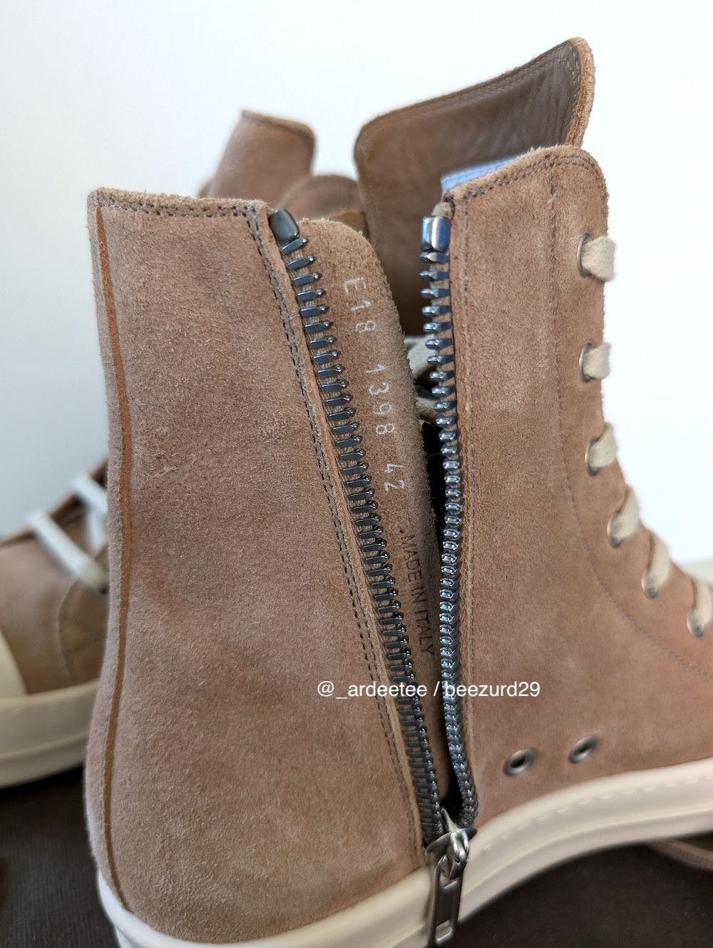 Rick Owens 💥1/1 UNRELEASED DARKFLESH LEATHER HIGH RAMONES Size US 9 / EU 42 - 7 Thumbnail