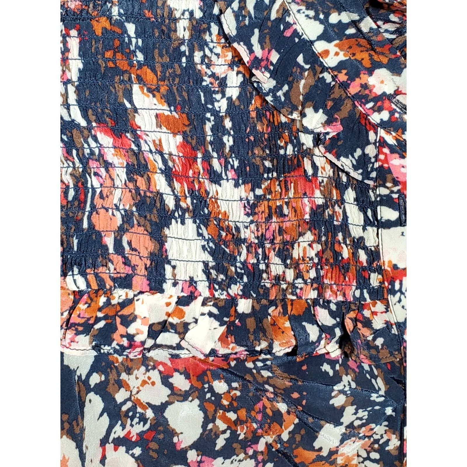 Vintage Gilner Farrar Blouse Womens M Riley Ruffle Top Navy Splatter Paint Print Women New Size M / US 6-8 / IT 42-44 - 6 Thumbnail