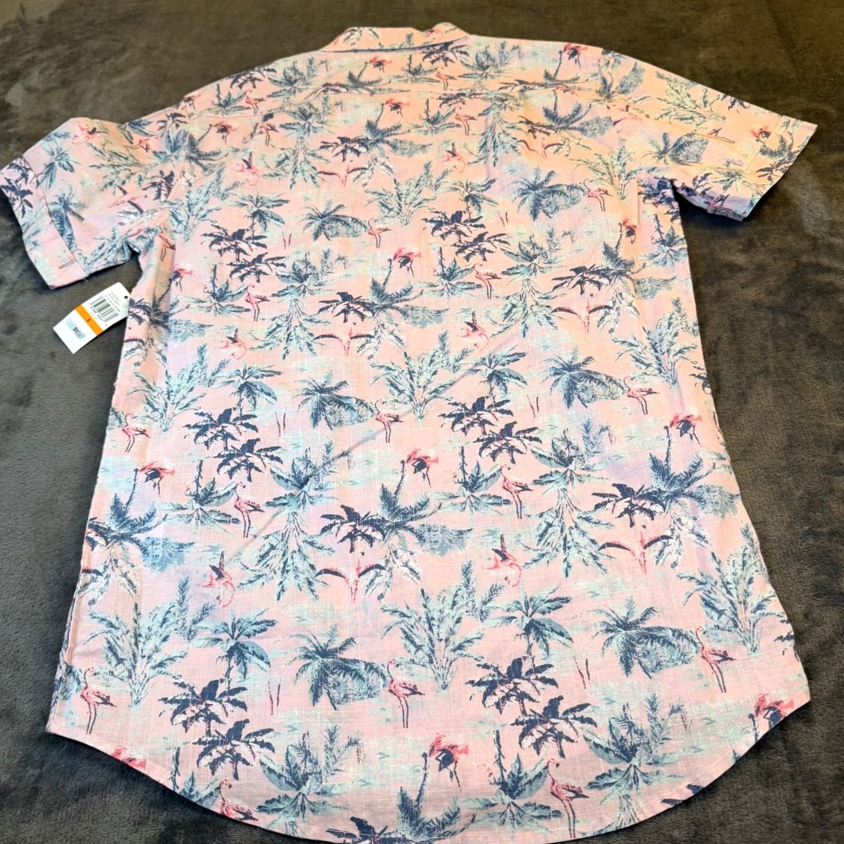 Izod VINTAGE IZOD Saltwater Button-Down Shirt Pink Flamingo Palm Tree Print Mens S NWT Size US S / EU 44-46 / 1 - 5 Thumbnail