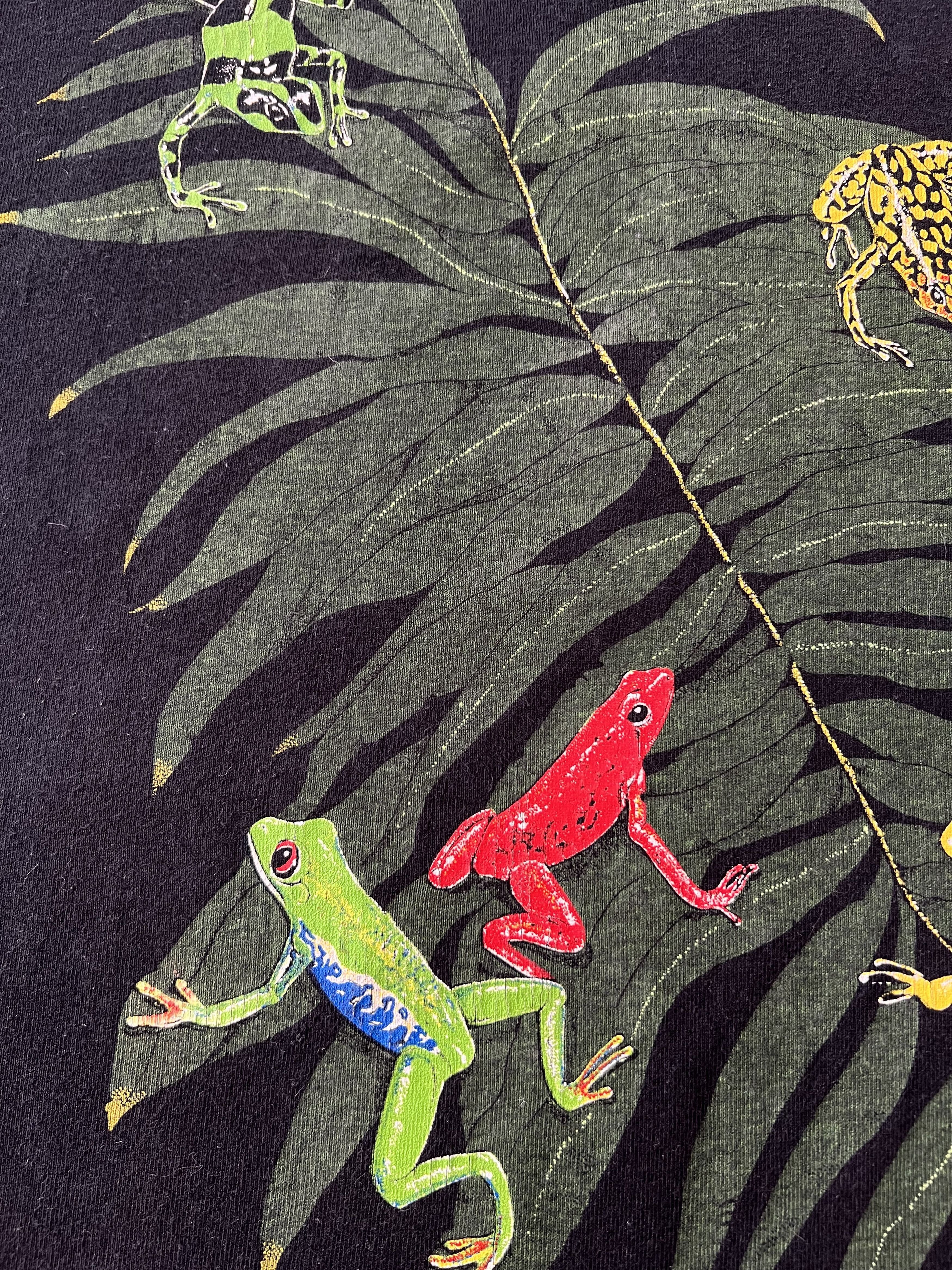 Vintage Vintage 1990 Harlequin Frog Animal Nature Black T-shirt Size US XL / EU 56 / 4 - 7 Thumbnail