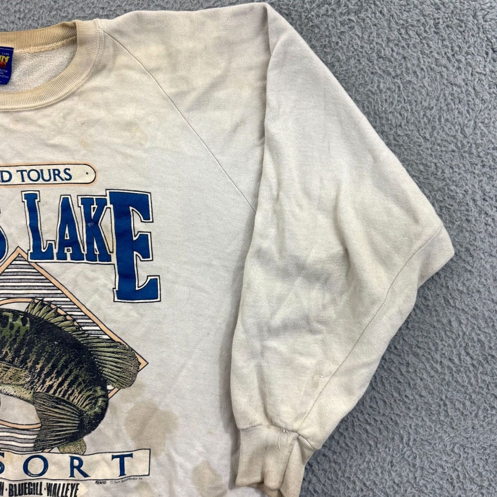 Vintage VINTAGE Sun Sweatshirt Crewneck 2XL Gray Graphic Print Fishing Outdoor 90s Size US XXL / EU 58 / 5 - 6 Thumbnail