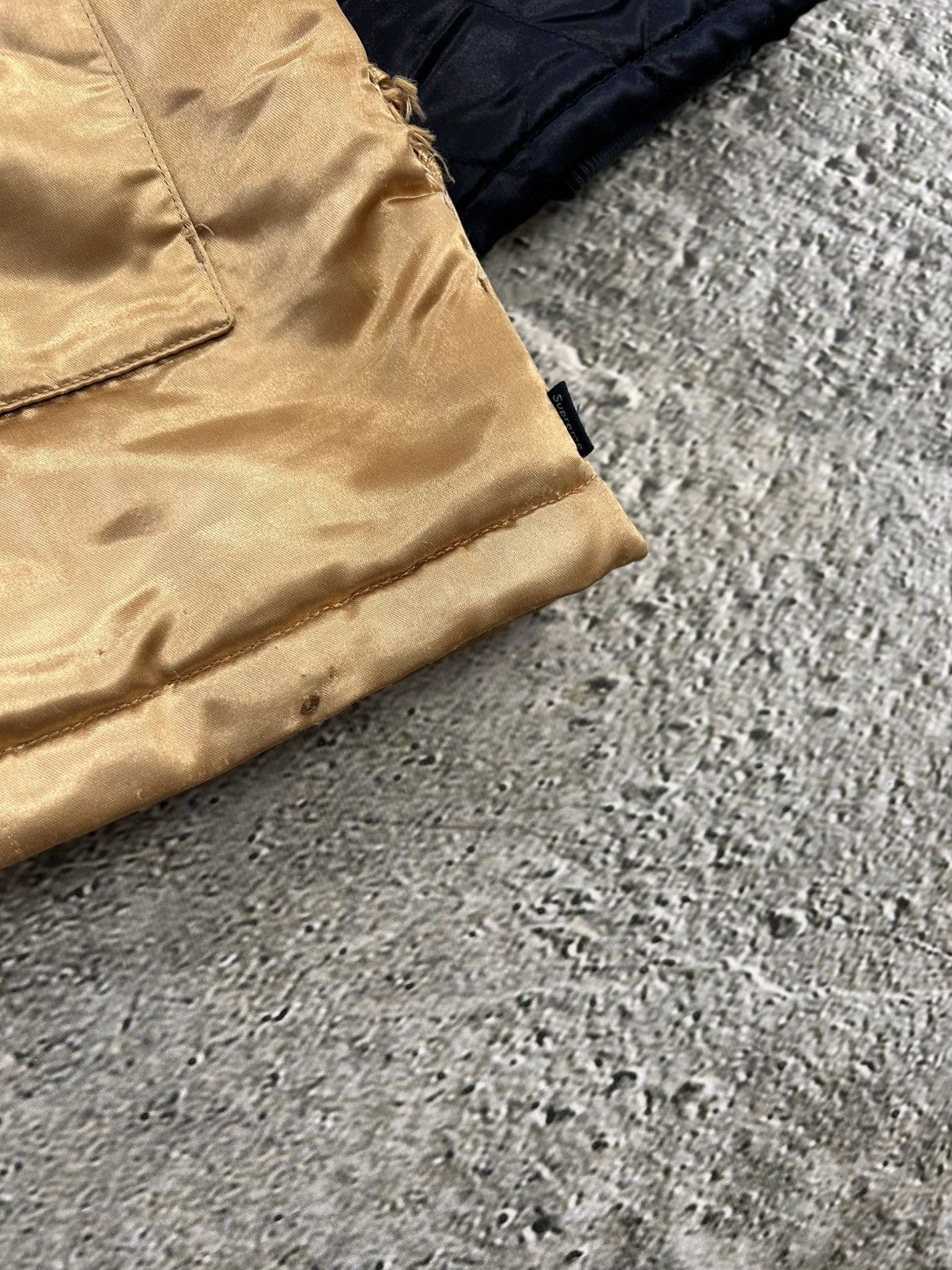 Supreme Supreme Quilted Satin Gold/Navy Parka Jacket Big Logo AW14 Size US L / EU 52-54 / 3 - 12 Thumbnail