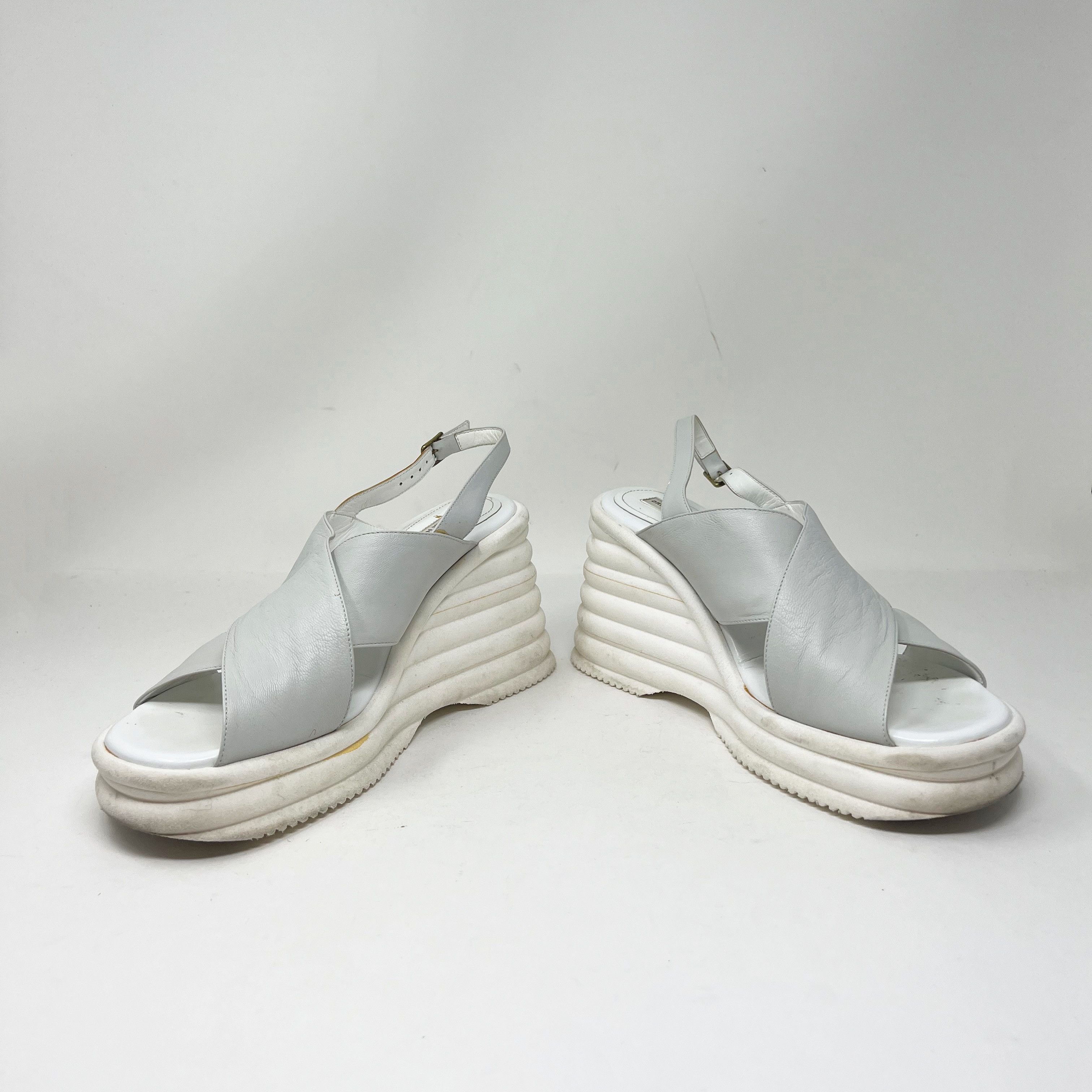 Dries Van Noten Grey Cross Strap Slingback Platform
