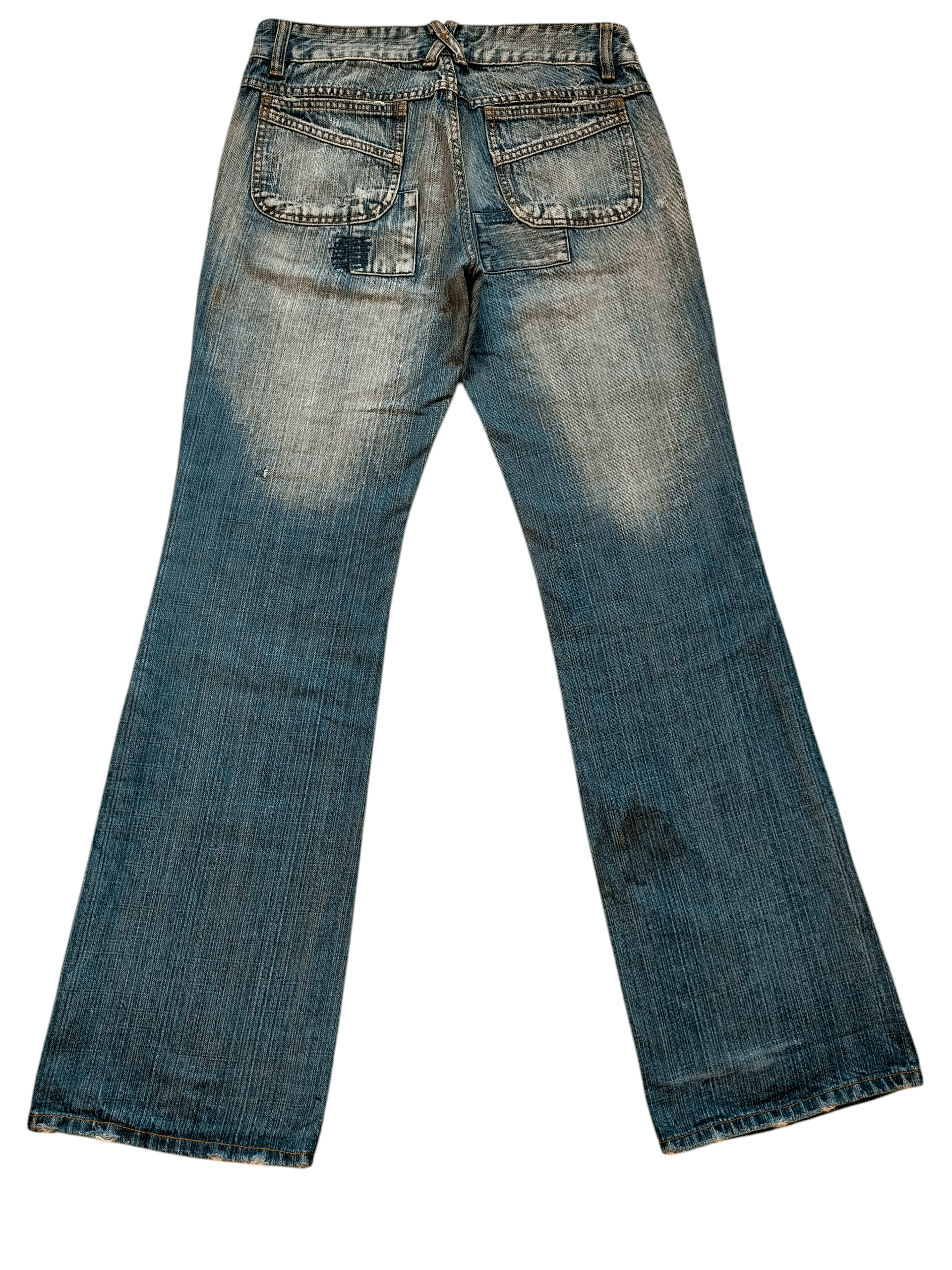 If Six Was Nine Flare Jeans Shaqiru Japan Patchwork Boot cut Blue Jeans Size US 31 - 2 Thumbnail