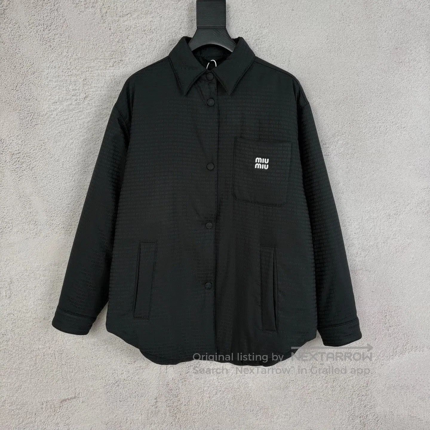 Miu Miu Miumiu Logo Pocket Shirt Down Jacket. Size XS / US 0-2 / IT 36-38 - 1 Thumbnail
