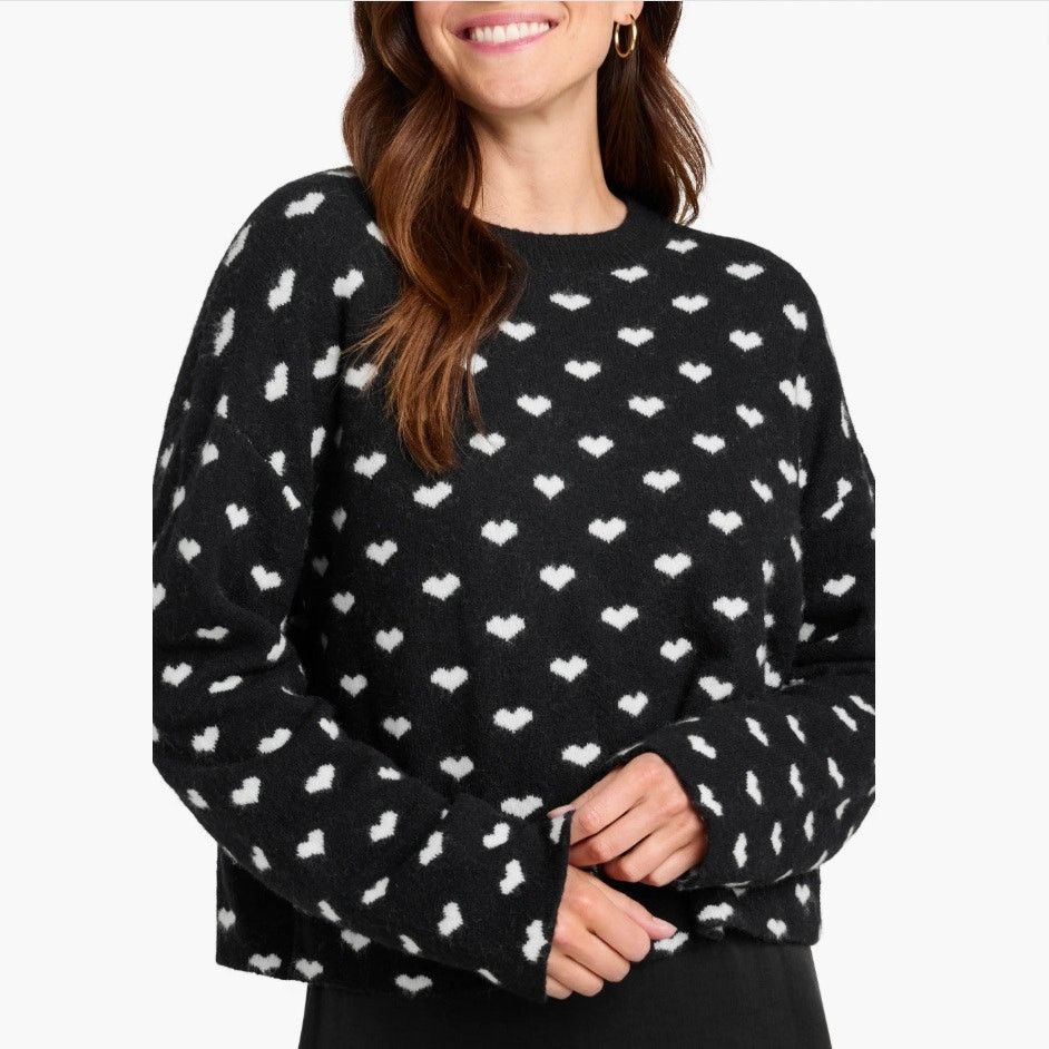 Splendid Splendid Women Black/White Knit Crewneck Sweater Size M Size M / US 6-8 / IT 42-44 - 2 Thumbnail