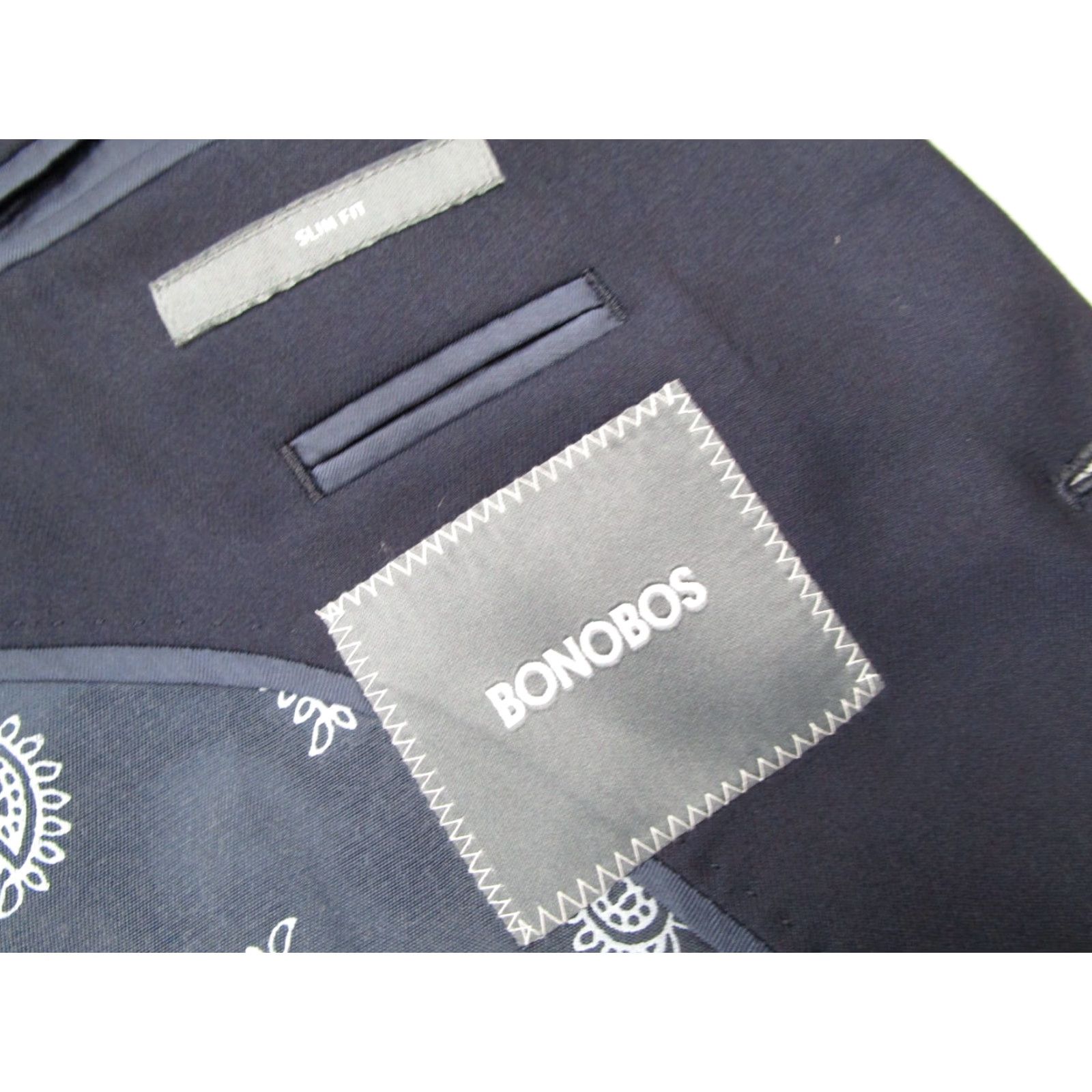Bonobos Bonobos Slim Fit Blue Wool Blazer Mens 46 Regular 2 Button Double-Vented Solid Designer Size 46R - 2 Thumbnail