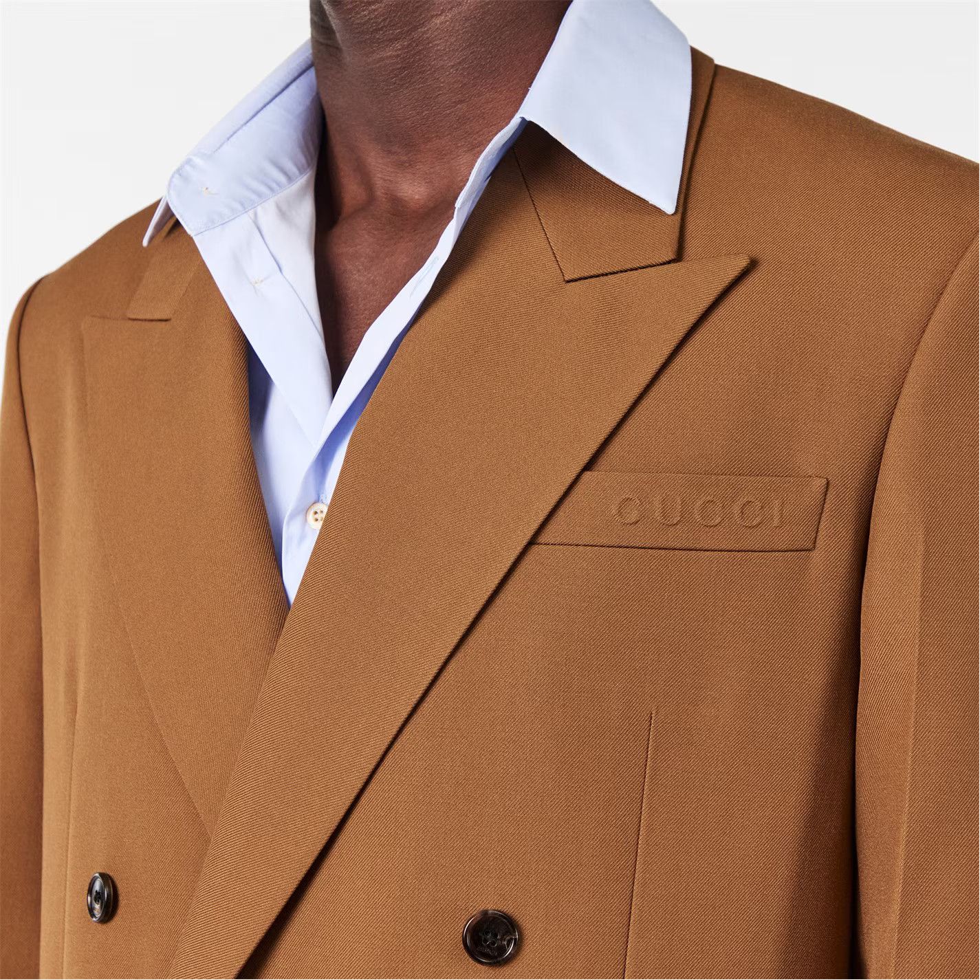 Gucci o1g2r1mq0426 Twill Double-Breasted Blazer in Brown Size US M / EU 48-50 / 2 - 4 Thumbnail