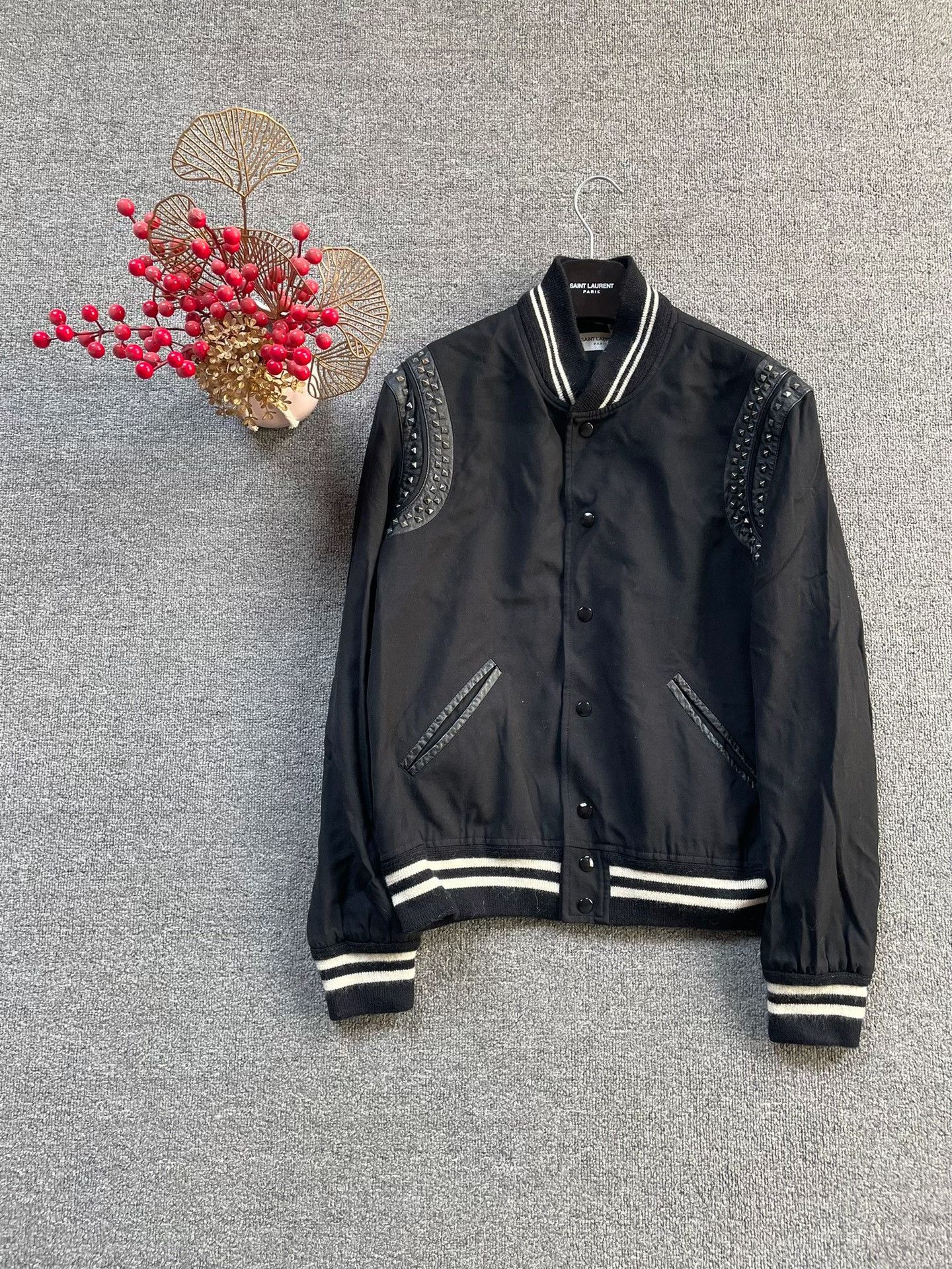 Saint Laurent Paris Saint Laurent Studded Varsity Jacket Size US L / EU 52-54 / 3 - 1 Thumbnail