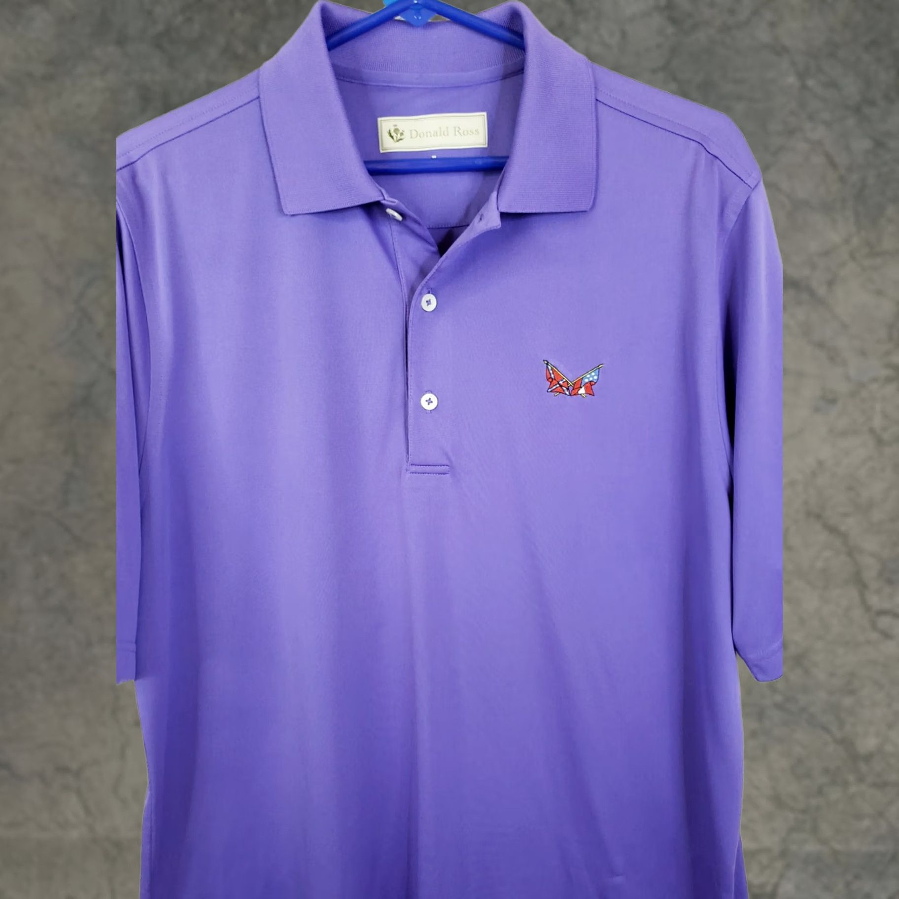 Vintage Donald Ross Sport Polo Shirt Men's M Purple Geometric Logo Flags Polo Golf Polo Shirt Mens M Purple Size US M / EU 48-50 / 2 - 1 Thumbnail