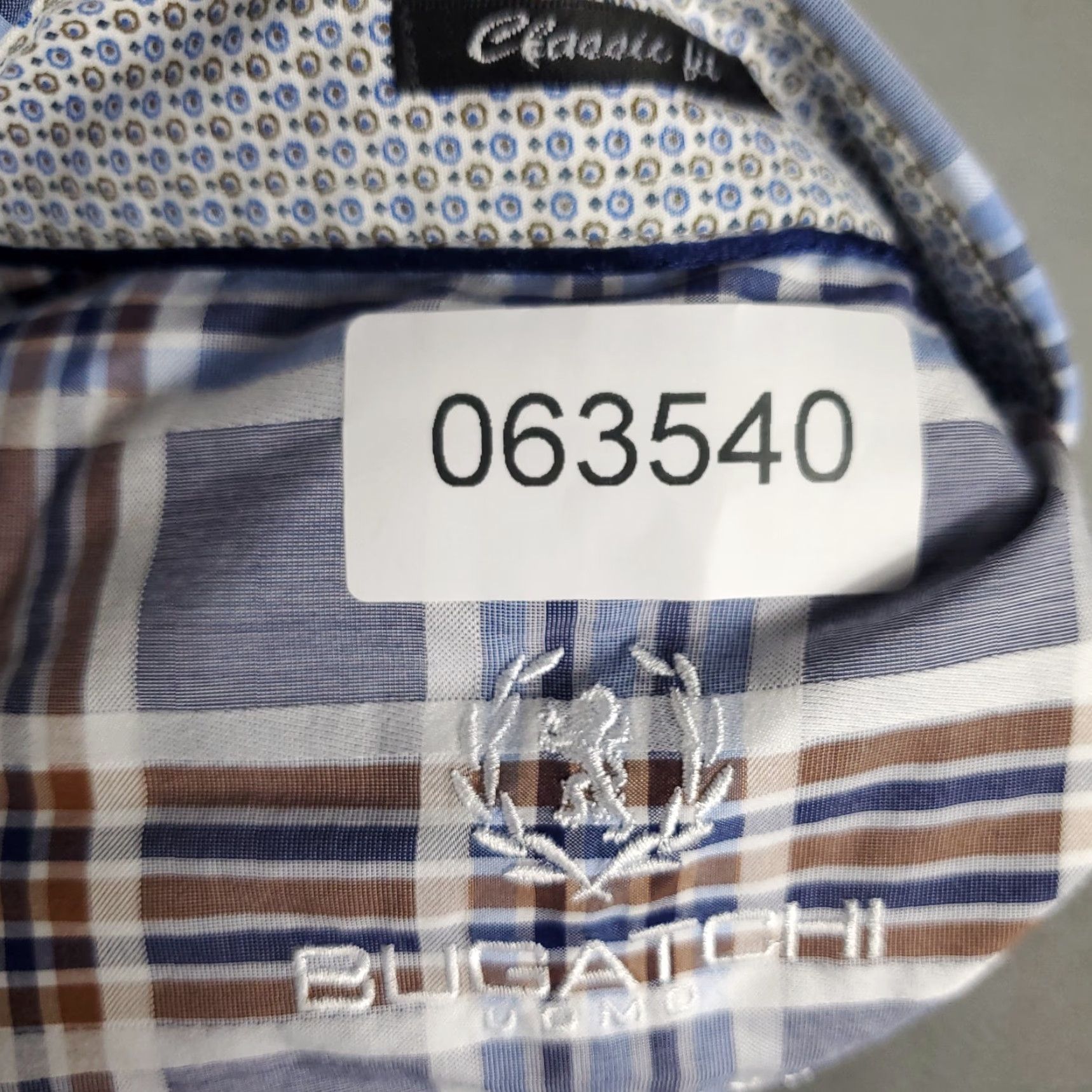 BUGATCHI Bugatchi Uomo Shirt Mens Large Blue Plaid Button-Up Long Sleeve Regular Fit Size US L / EU 52-54 / 3 - 7 Thumbnail