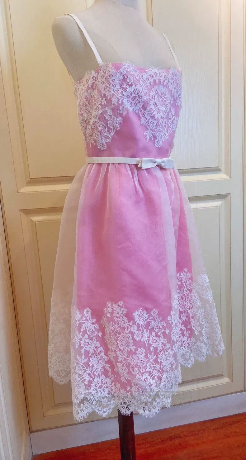 Valentino Valentino A soft pink lace skirt with a bow belt Size M / US 6-8 / IT 42-44 - 2 Thumbnail
