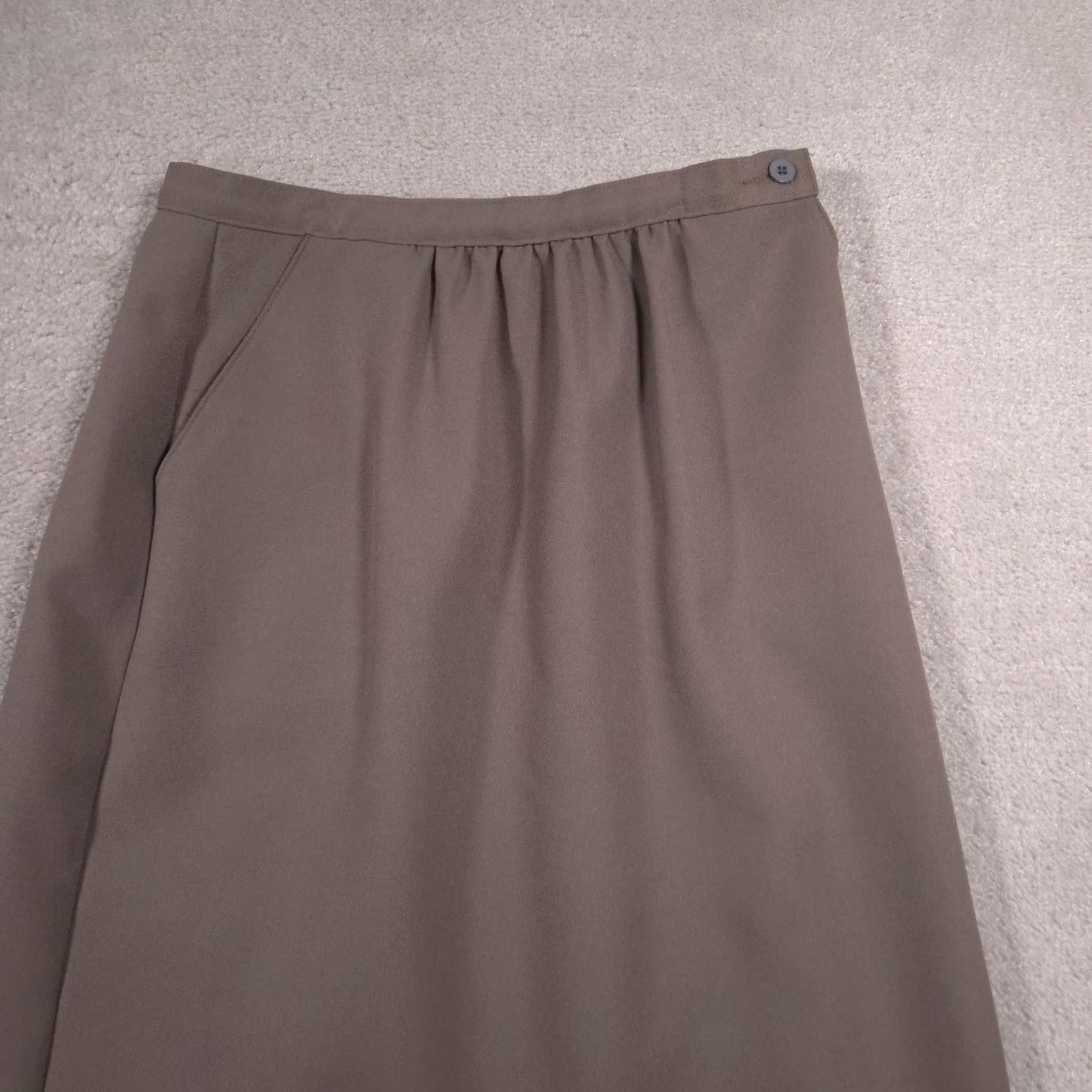 JCPenney JCPenney Skirt Womens 14 Brown A-Line Midi Polyester Twill Pockets Career Office Size 36" / US 14 / IT 50 - 3 Thumbnail