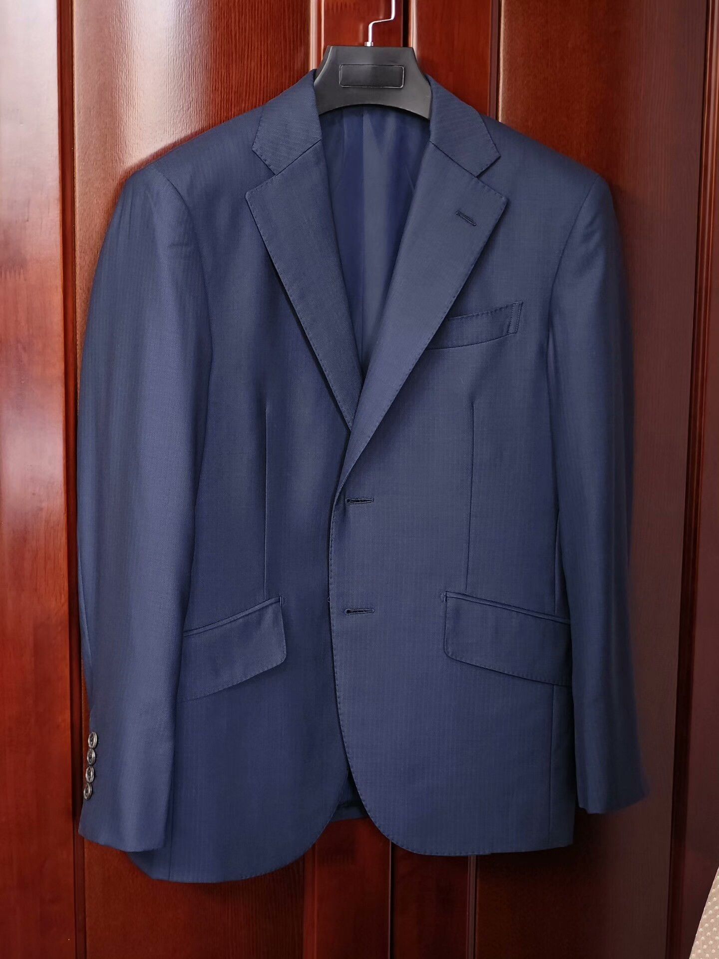 Ermenegildo Zegna Zegna Navy Wool Jacket with Herringbone Pattern Size US S / EU 44-46 / 1 - 1 Thumbnail