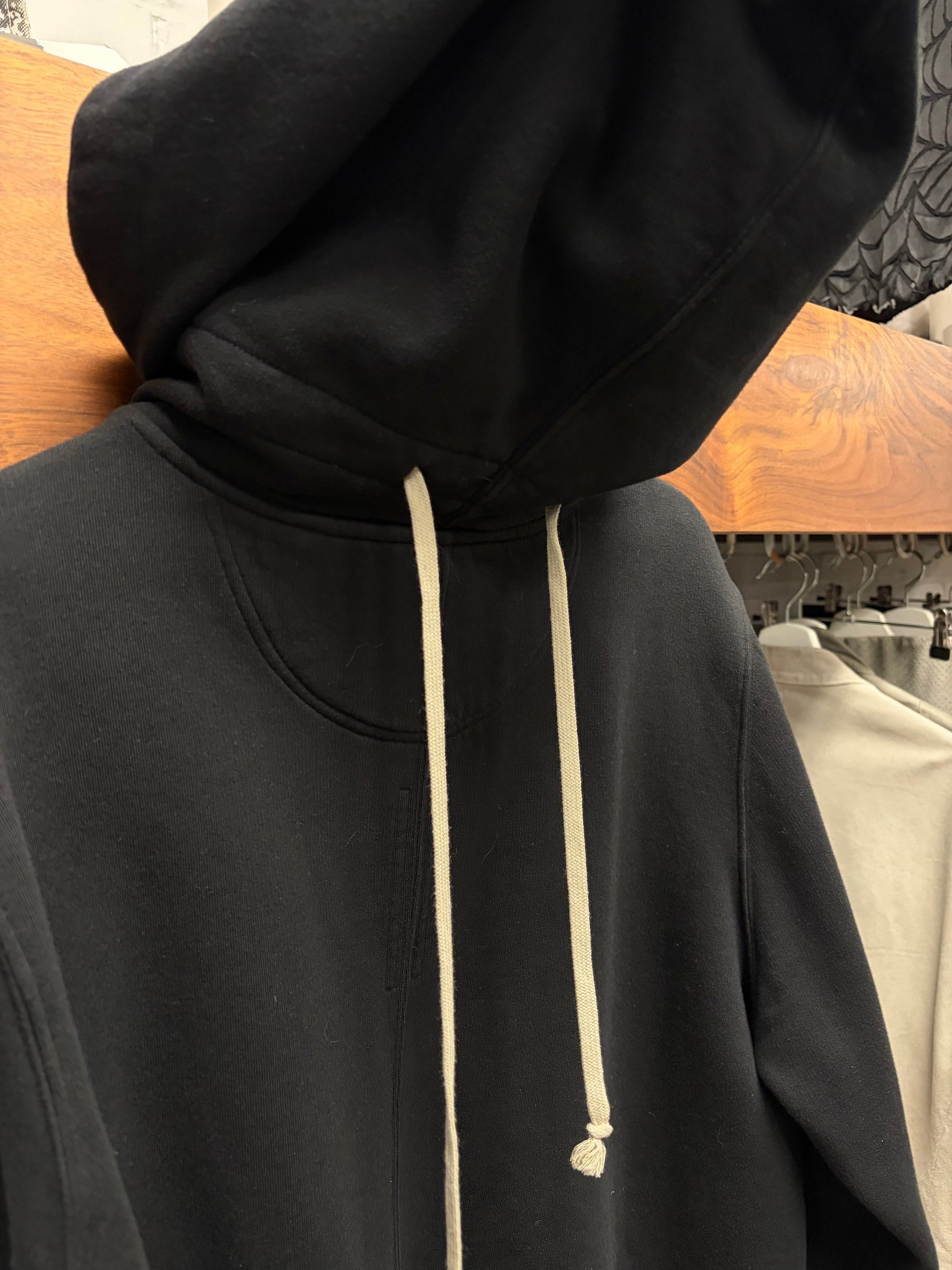 Rick Owens Rick Owens ‘Granville’ Black Reverse Drawstring Hoodie Size US XL / EU 56 / 4 - 4 Thumbnail