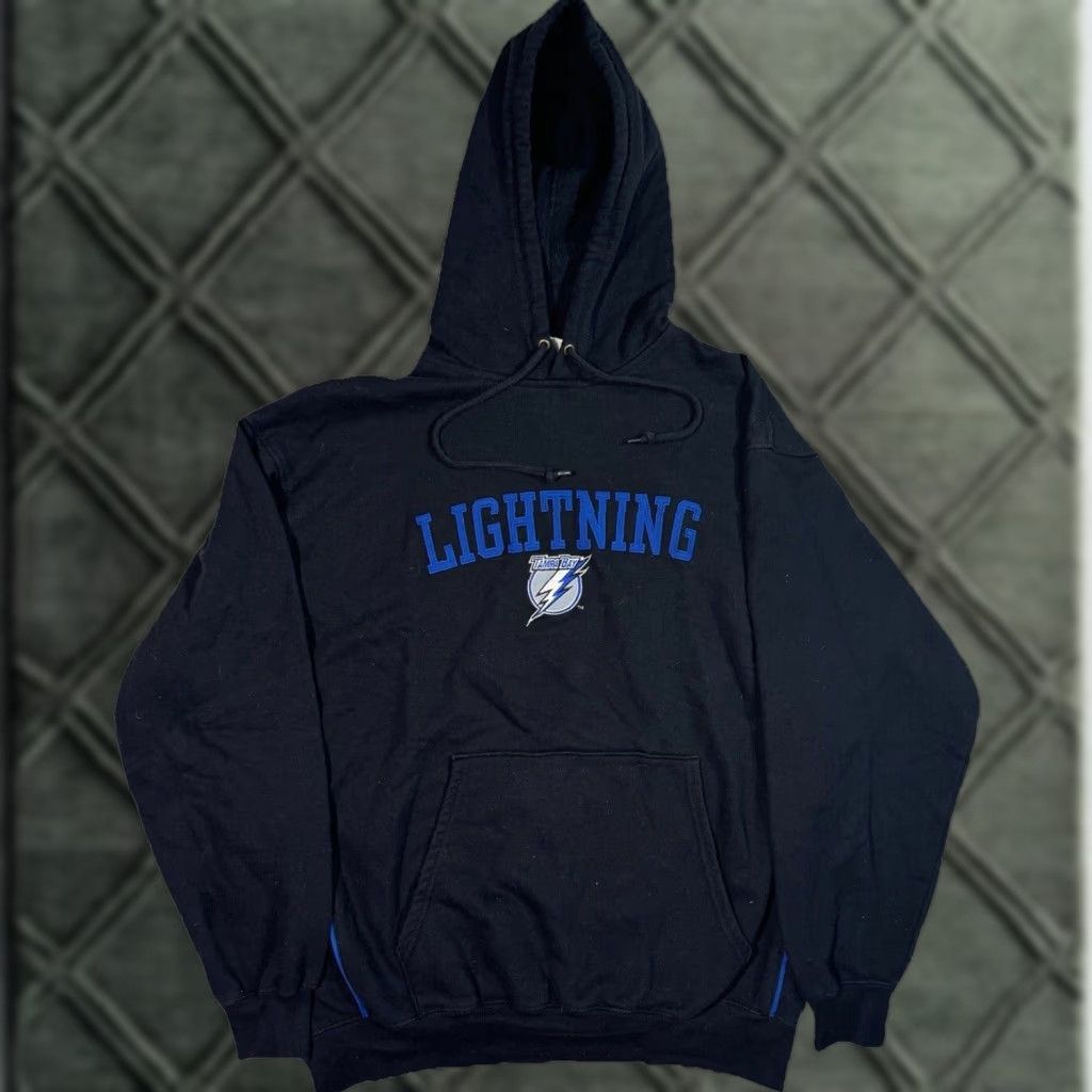 VINTAGE Tampa Bay Lightning Lee Sport Hoodie Sweatshirt L Black Mens Pullover Sports 90s