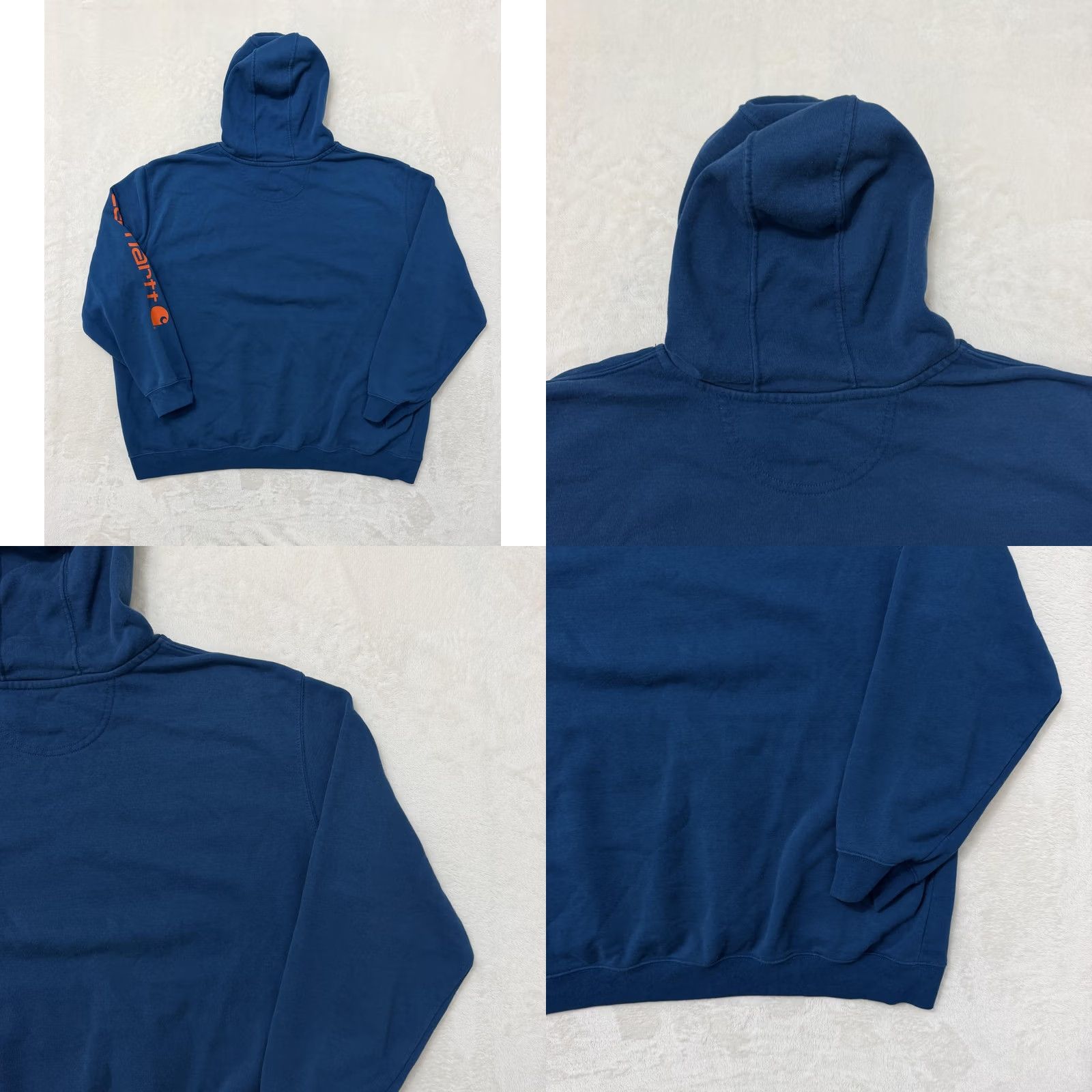 Carhartt VINTAGE: No Carhartt Hoodie Mens 3XL Blue Logo Pullover Sweatshirt Knit Fleece Crew Neck Long Sleeve Pockets Graphic Print Coat Jacket? Size US XXL / EU 58 / 5 - 8 Thumbnail