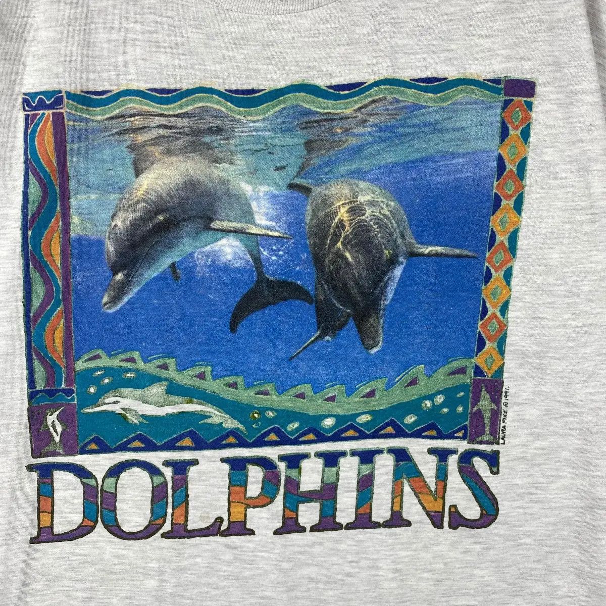 Vintage Vintage 90's DOLPHINS By Laura Pike Graphic Art Tee Shirt Size US L / EU 52-54 / 3 - 2 Thumbnail