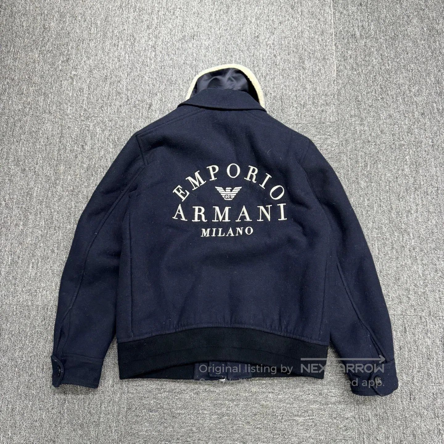 Emporio Armani Blue Faux Fur Collar Zip-Up Jacket. Size US M / EU 48-50 / 2 - 4 Thumbnail