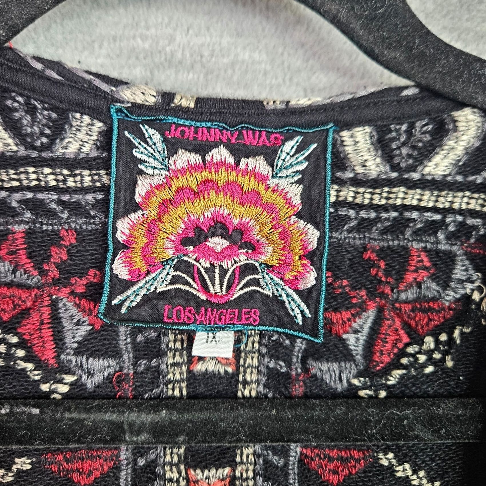 Johnny Was Johnny Was Jacket Cardigan Poncho Open Front Embroidered Boho Black 1X Women's Knit Lightweight Cotton/Lining Polyester Vintage: No Size XL / US 12-14 / IT 48-50 - 7 Thumbnail