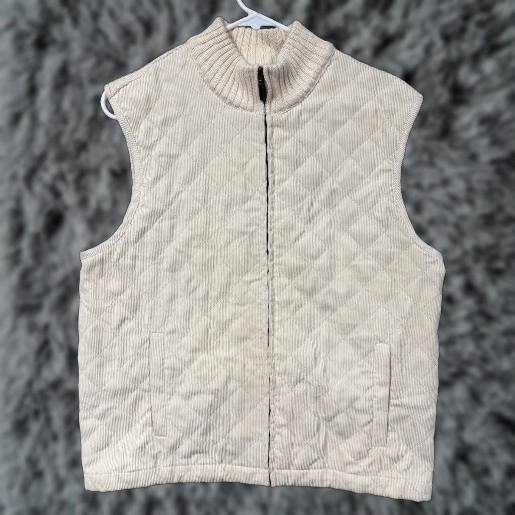Vintage VINTAGE Alfred Dunner Quilted Vest Womens M Beige Corduroy 90s Bohemian Retro Zip Front Pockets Sleeveless Casual Size M / US 6-8 / IT 42-44 - 1 Thumbnail