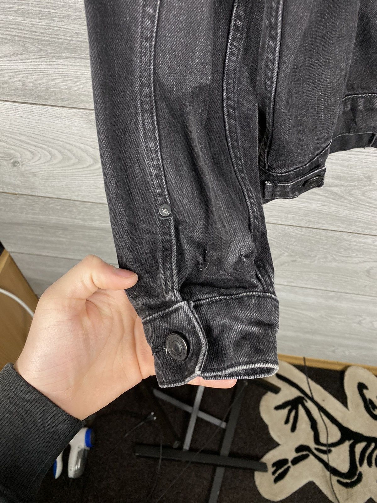 Allsaints Mens Allsaints Washed Black Denim Jacket Size US L / EU 52-54 / 3 - 16 Thumbnail
