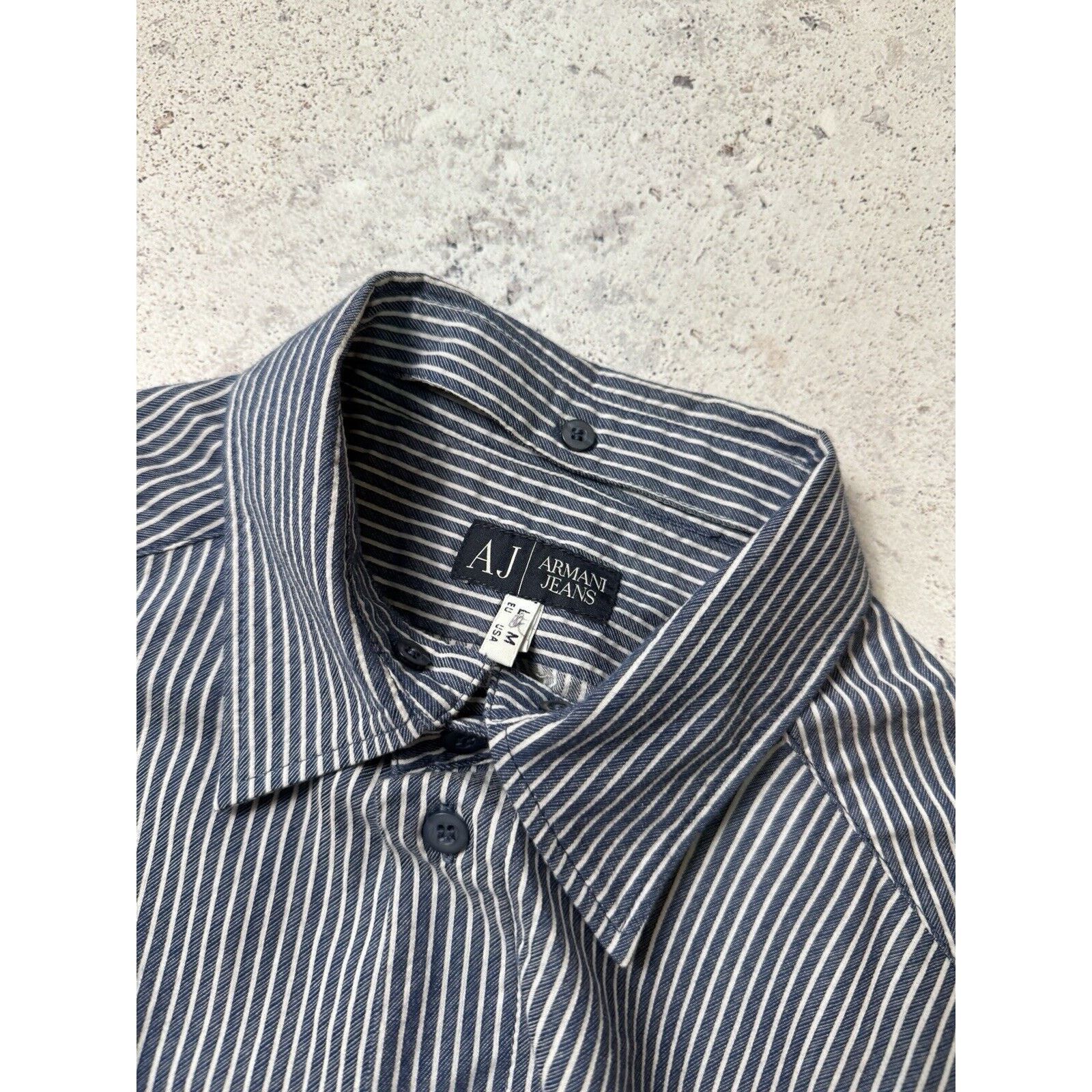 Armani Vintage Armani Jeans Button up Short Sleeve Shirt Striped Size US M / EU 48-50 / 2 - 10 Thumbnail
