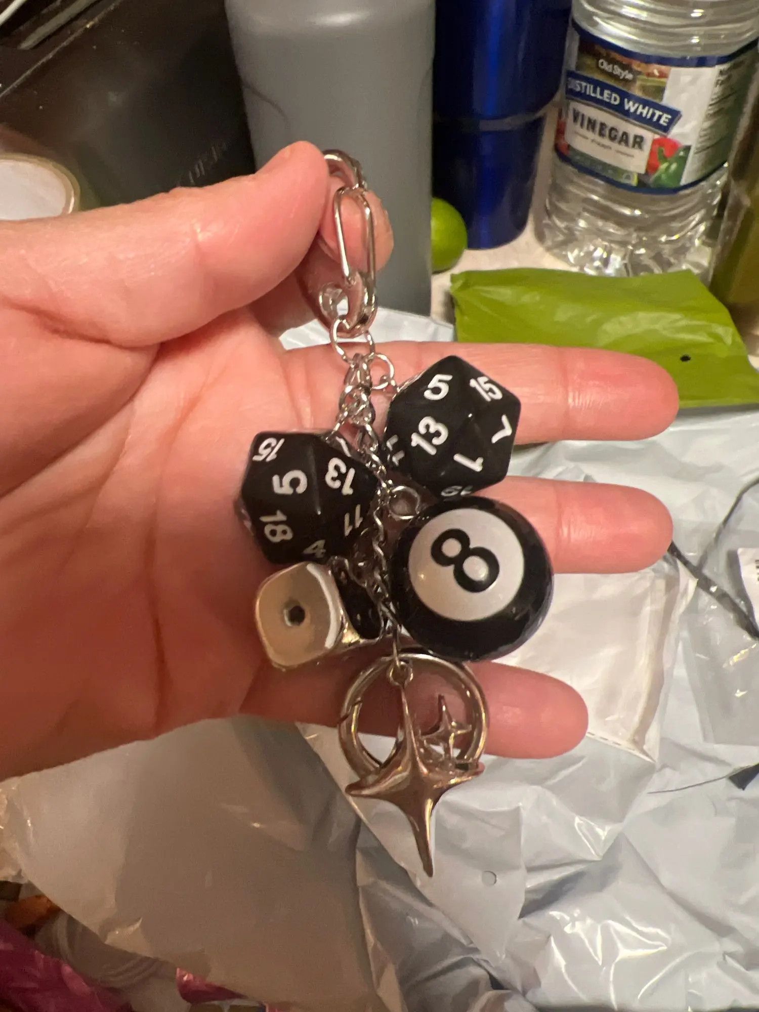 Other Star Dice Black Eight Ball Pendant Ornaments Keychain Size ONE SIZE - 6 Thumbnail