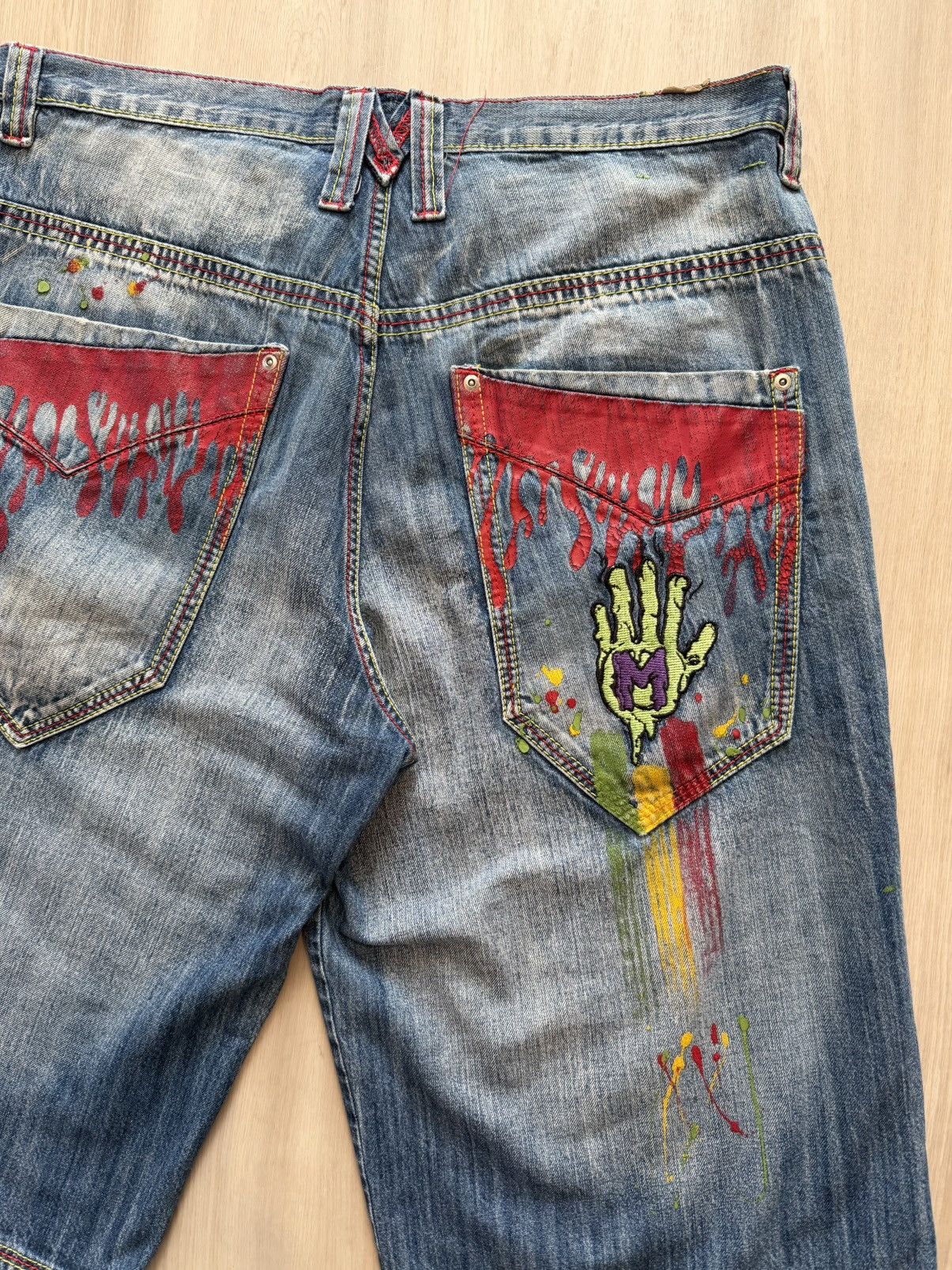 Mishka Vintage Miskeen Denim Shorts Sz 38 Bloody Pockets Zombie Size US 38 / EU 54 - 2 Thumbnail