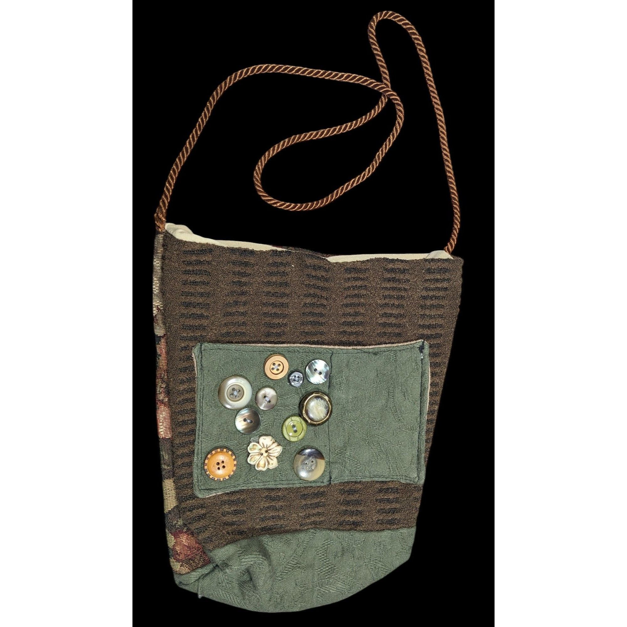 Other Handmade Cottagecore Retro Fabric Button Accent Bag Size ONE SIZE - 1 Thumbnail