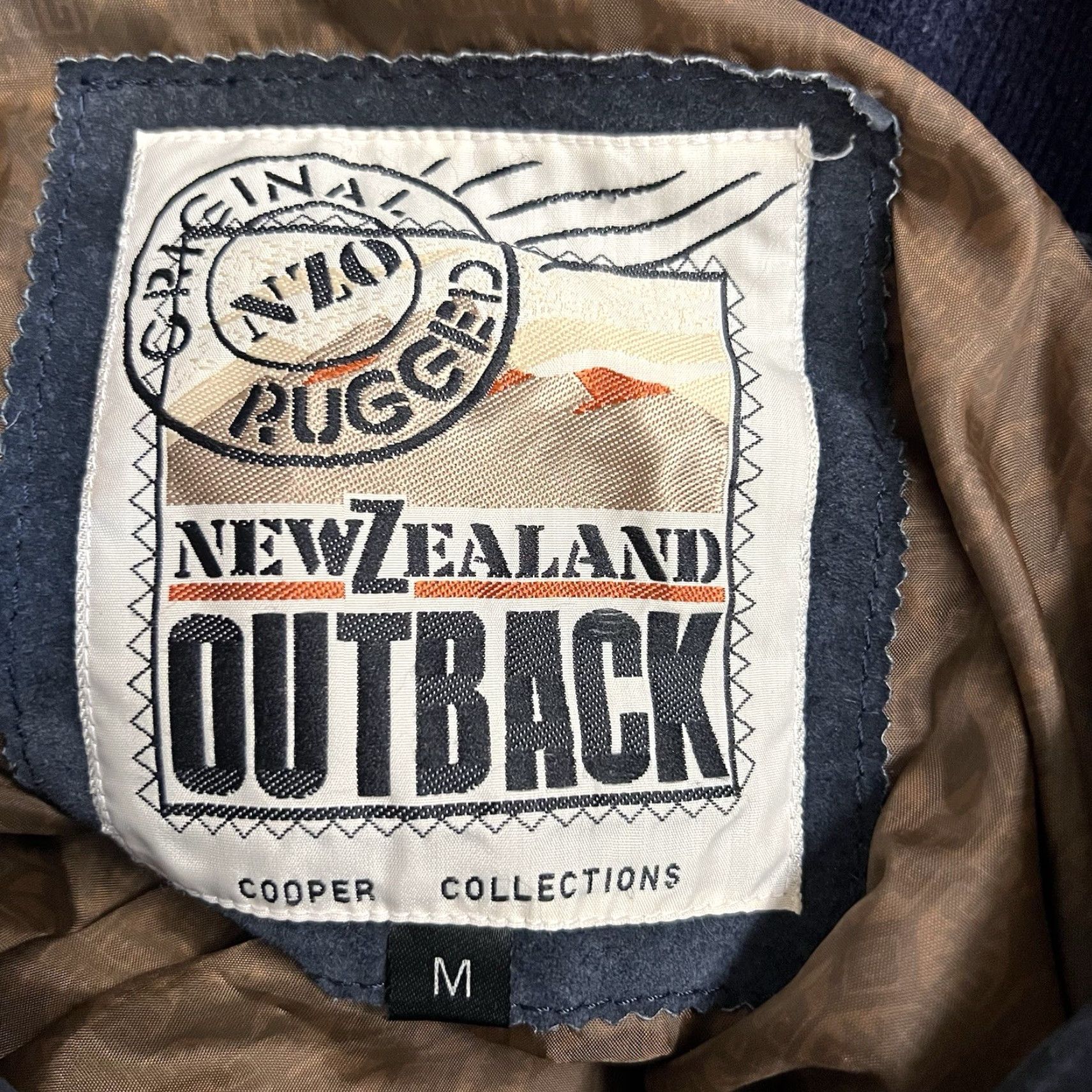 Vintage VINTAGE New Zealand Outback Leather Varsity Jacket Mens M Blue Tan Jacket Mid-Length Brown NZO Sports College Outdoor Baggy Fit Mens Size US M / EU 48-50 / 2 - 7 Thumbnail