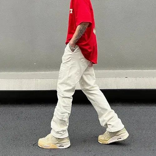 Japanese Brand White Cargo Jeans Men Y2k Autumn Streetwear Size US 28 / EU 44 - 4 Thumbnail