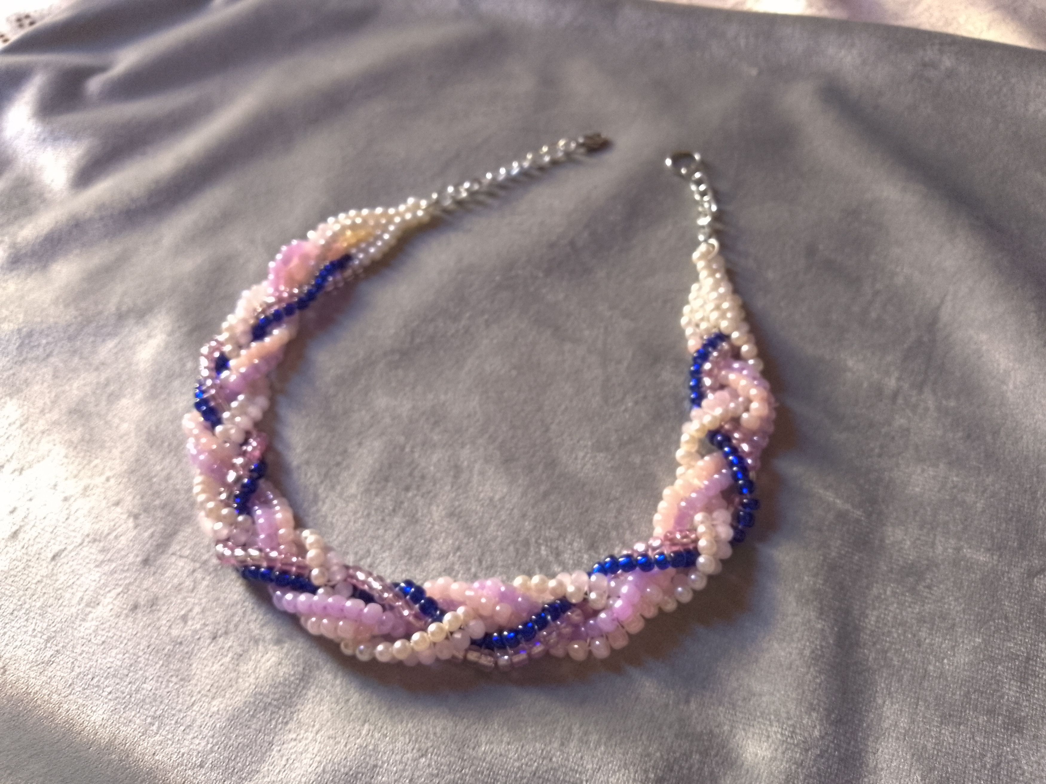Handmade Necklace Braided Vintage Style Pearls Crystals Elegant Size ONE SIZE - 5 Thumbnail