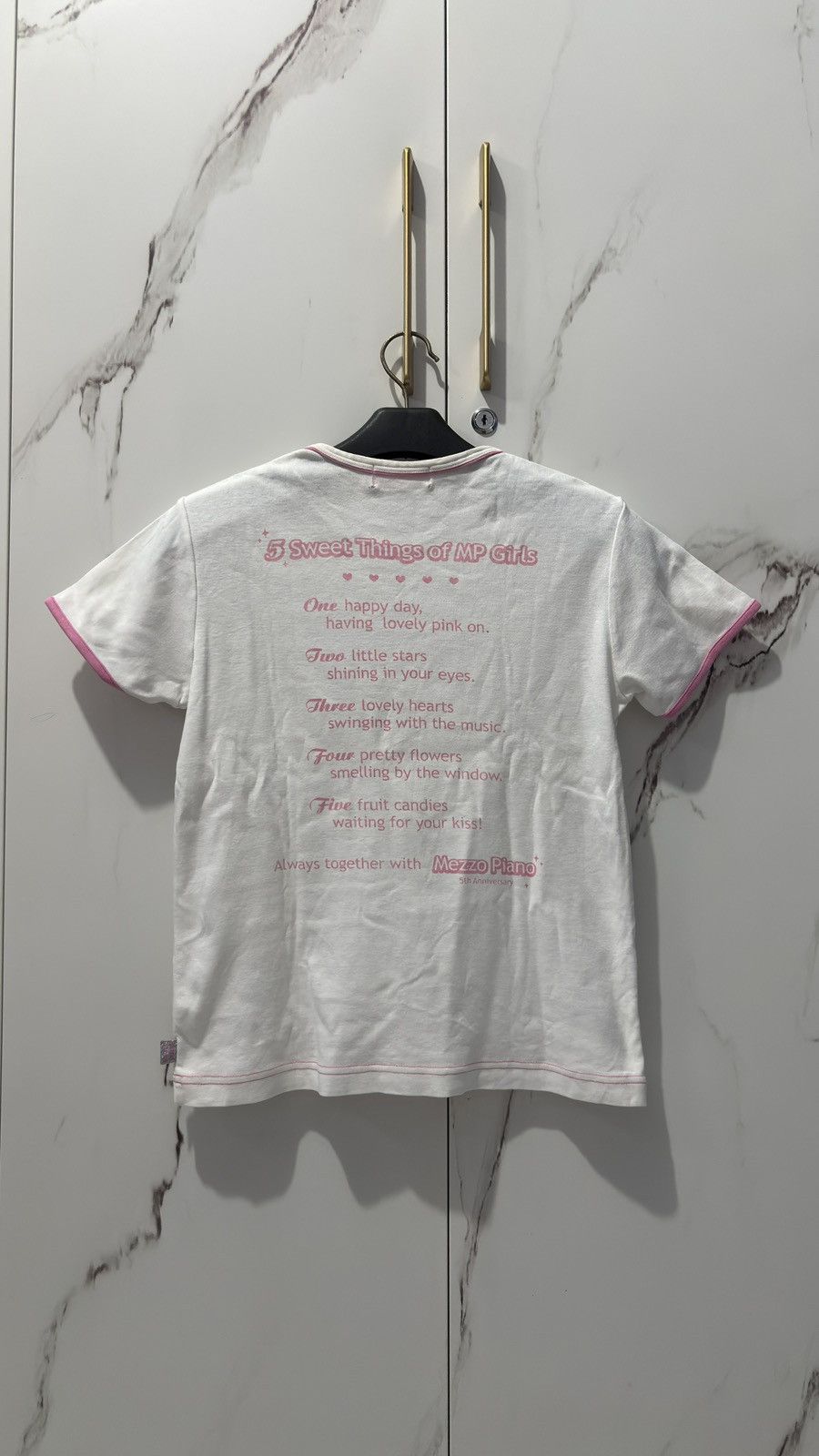 Japanese Brand VTG Mezzo Piano "5th Anniversary" Ringer Tee - Y2K Kawaii Size US S / EU 44-46 / 1 - 2 Thumbnail